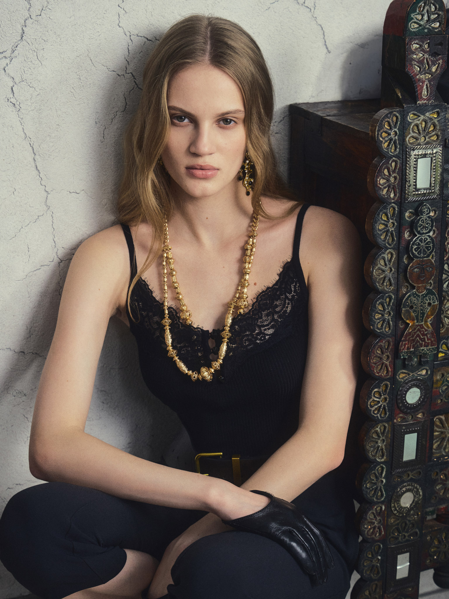 Top with thin straps and lace detailing