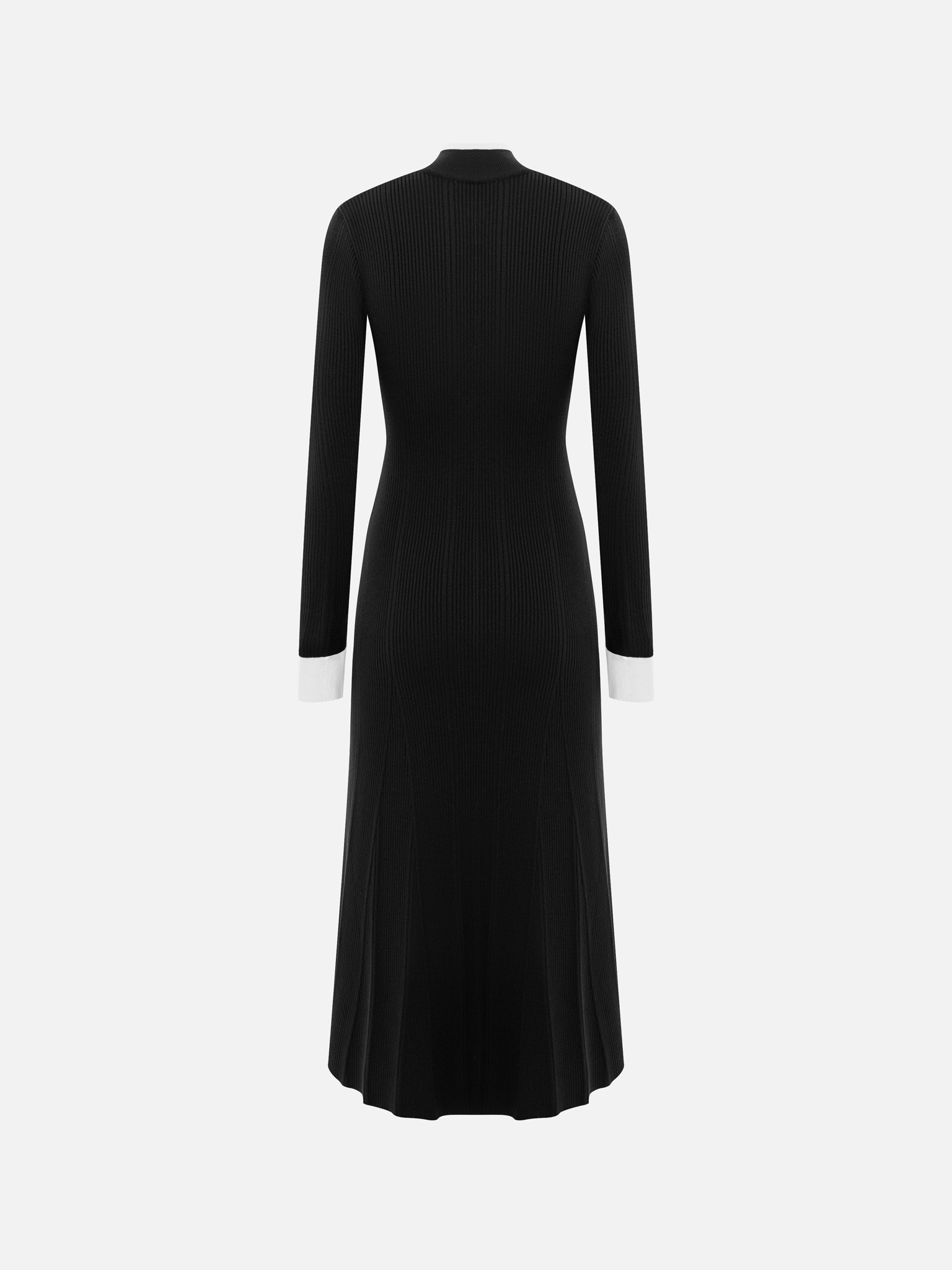 Rib-knit midi dress with contrasting details