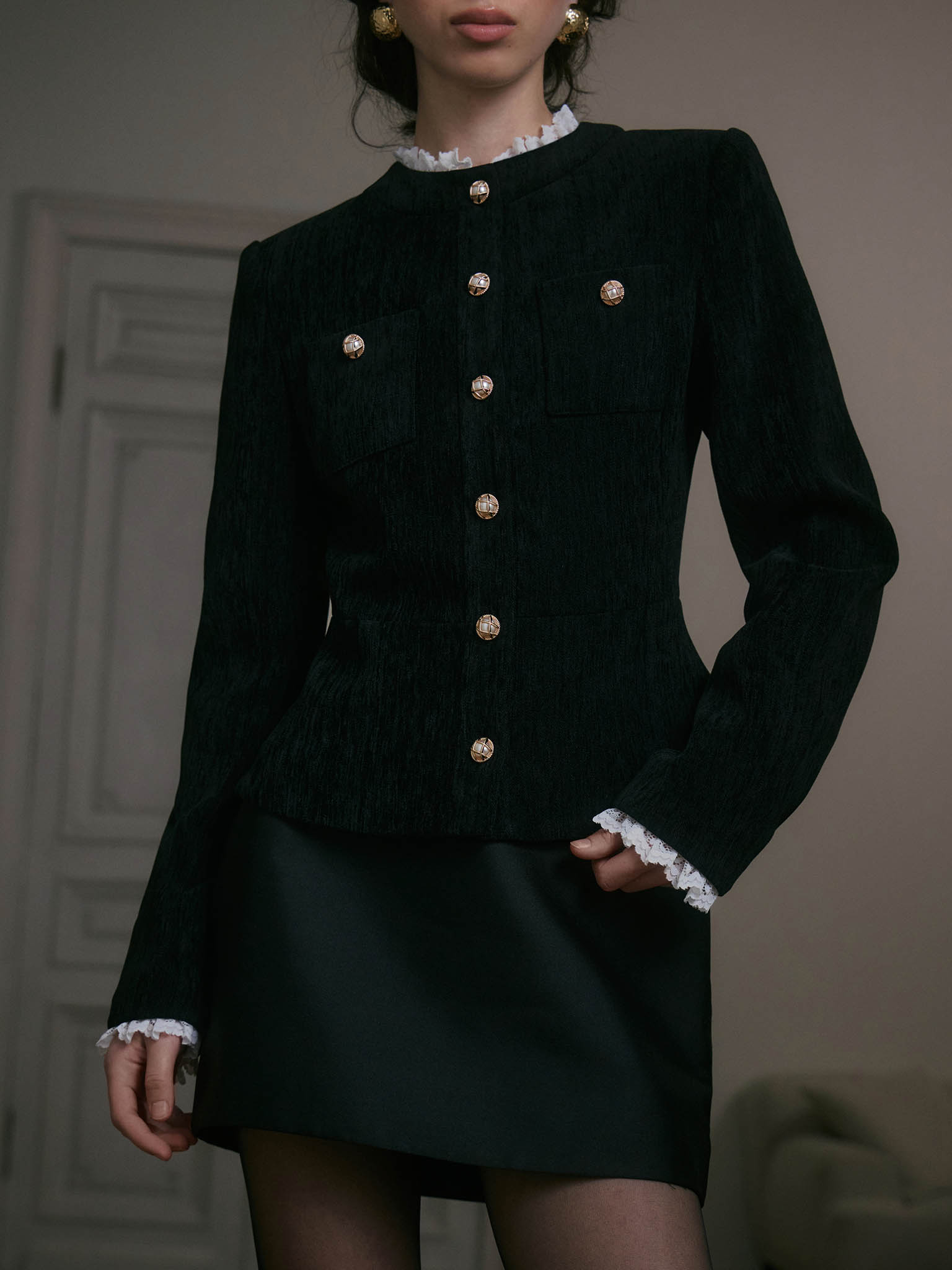 Suede jacket with contrasting details