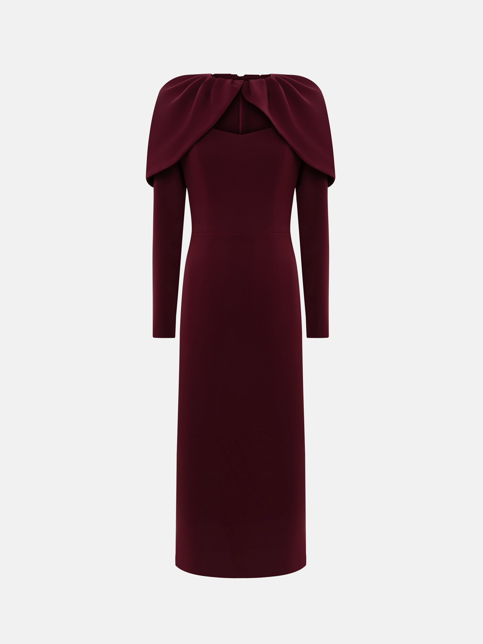 Платье миди из костюмной ткани с кейпом в тон