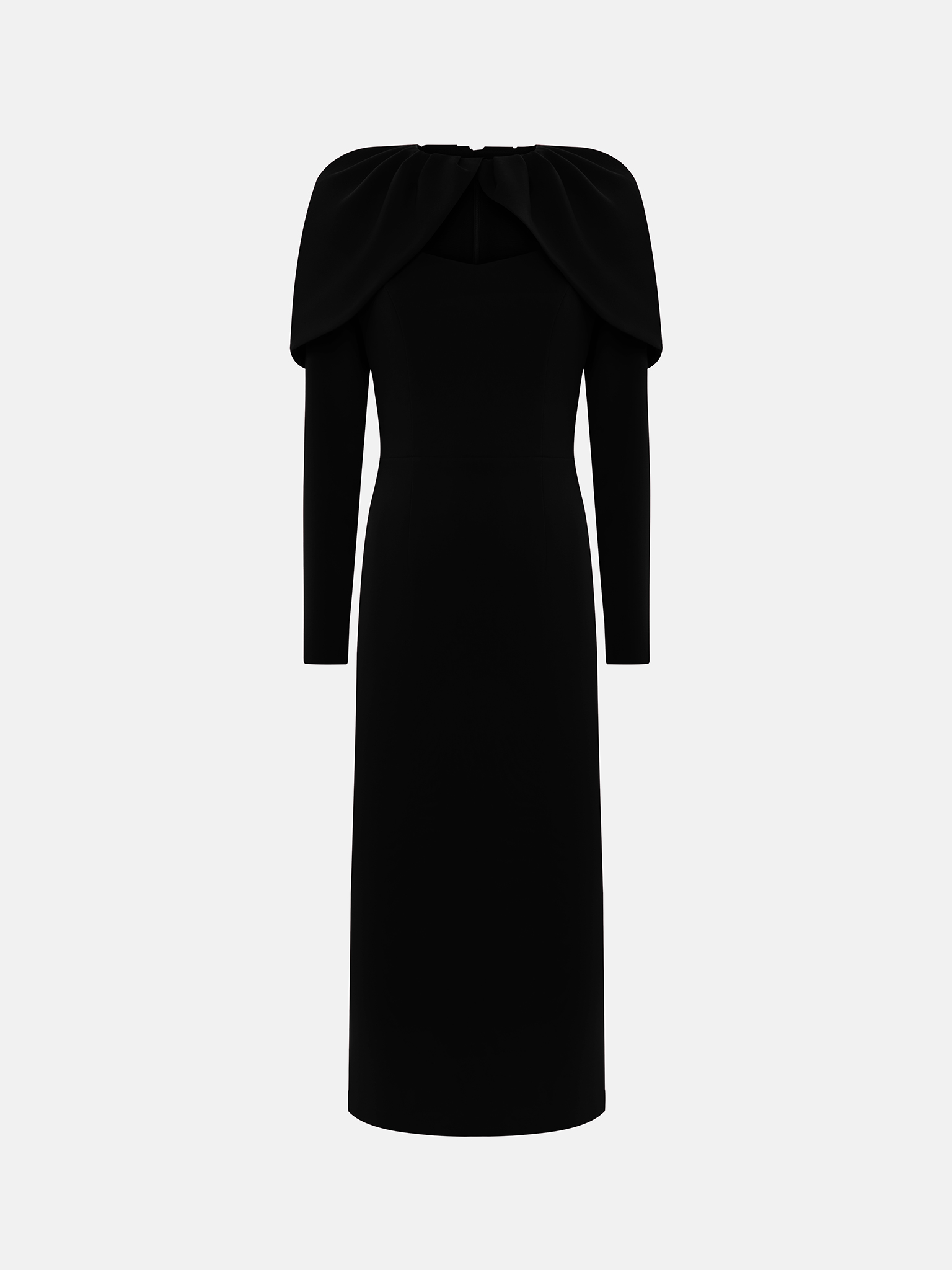 Платье миди из костюмной ткани с кейпом в тон