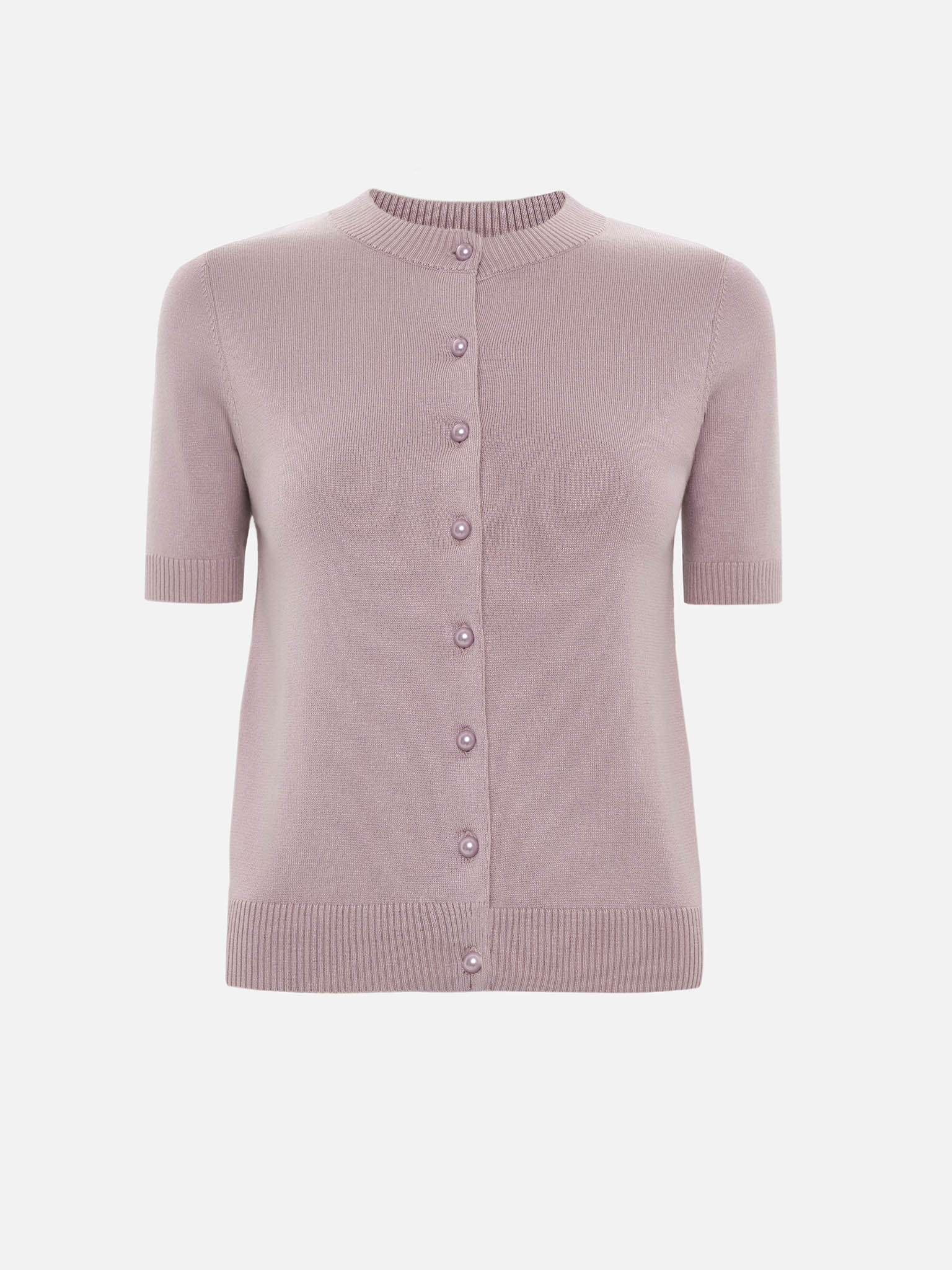 Cardigan with short sleeves and pearl buttons