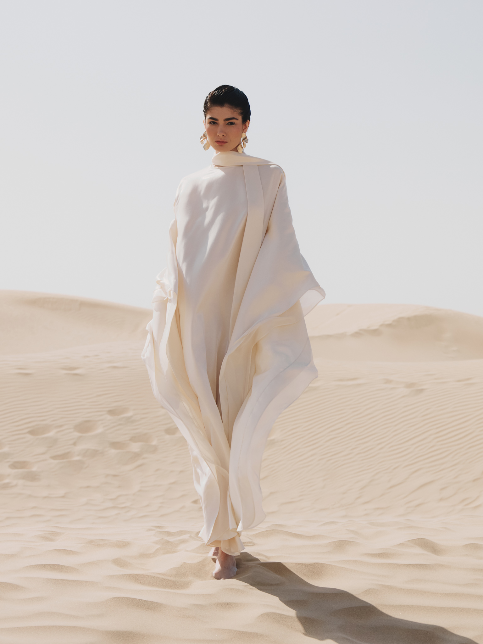 Viscose maxi dress with matching wide scarf