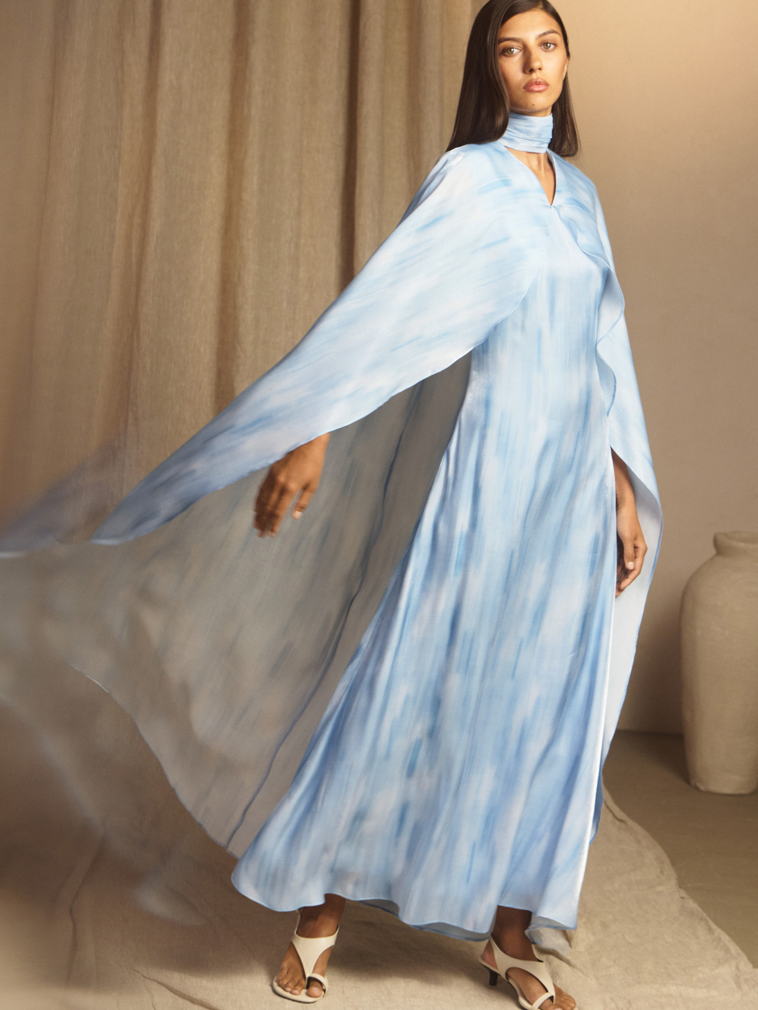 Lightweight viscose maxi dress with a gradient