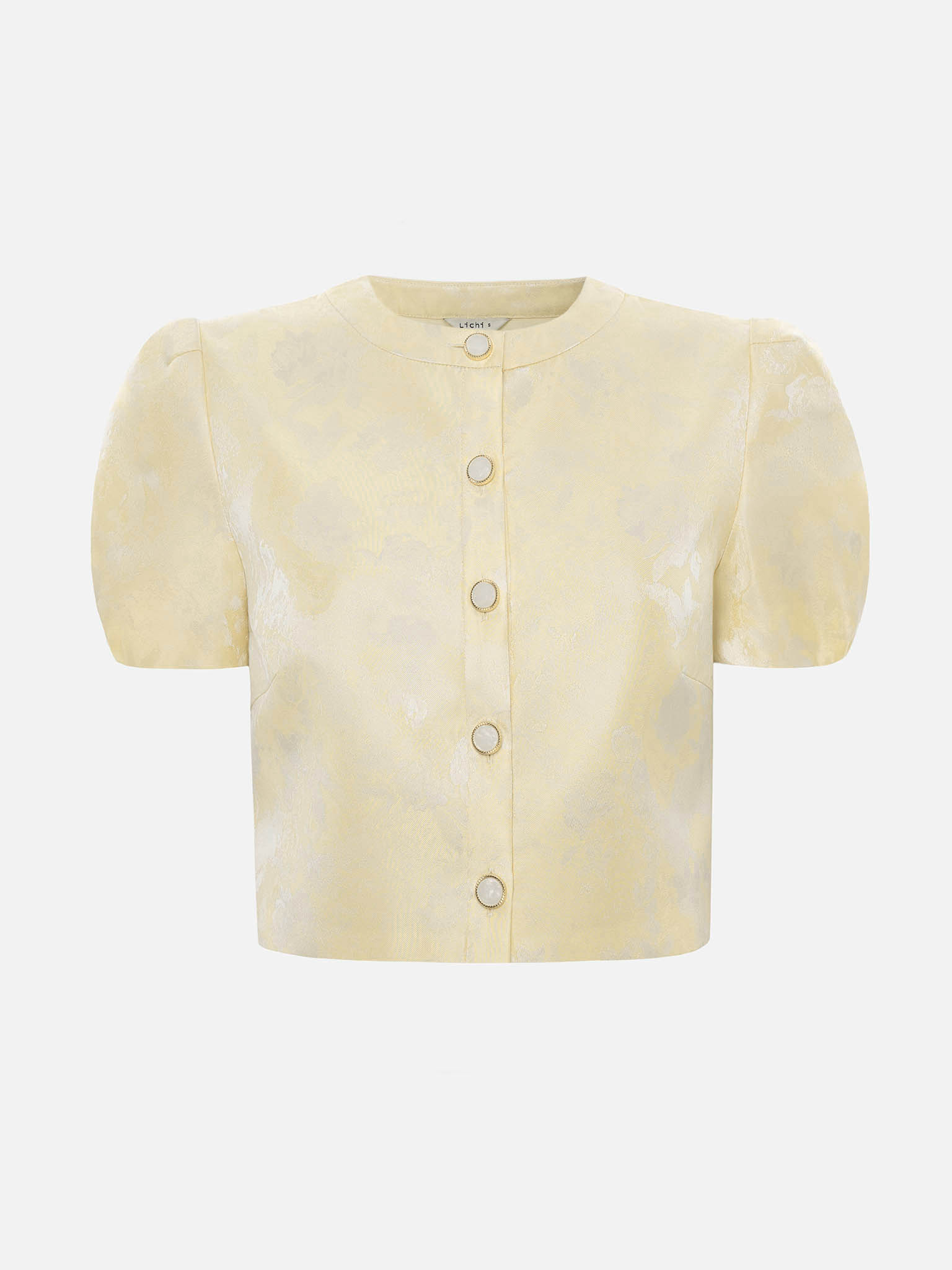 Jacquard jacket with lantern sleeves