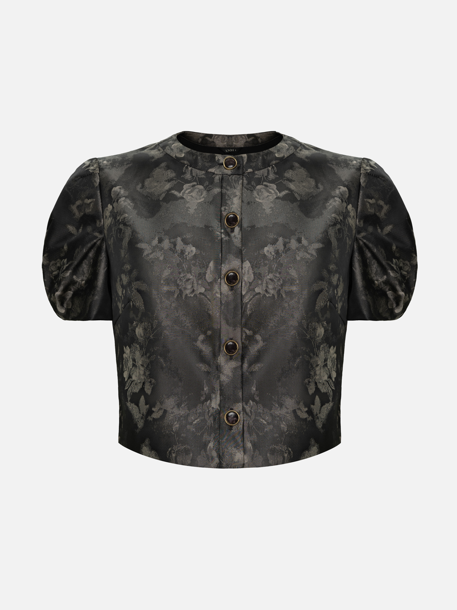Jacquard jacket with lantern sleeves