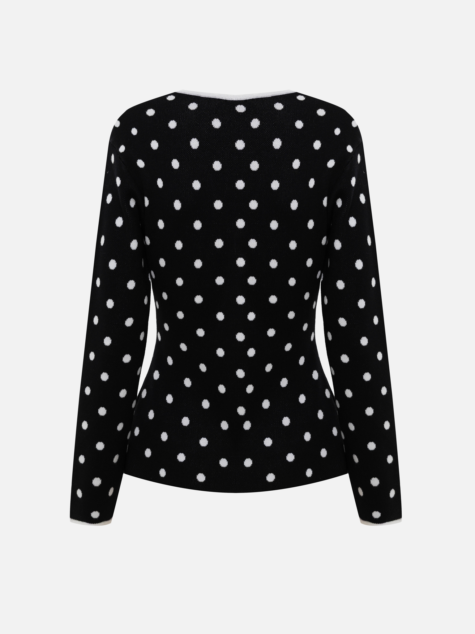 Кардиган в горошек из вискозы с баской на талии