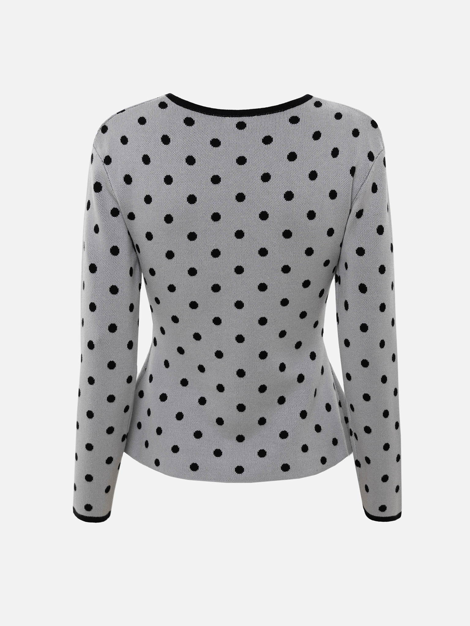 Кардиган в горошек из вискозы с баской на талии