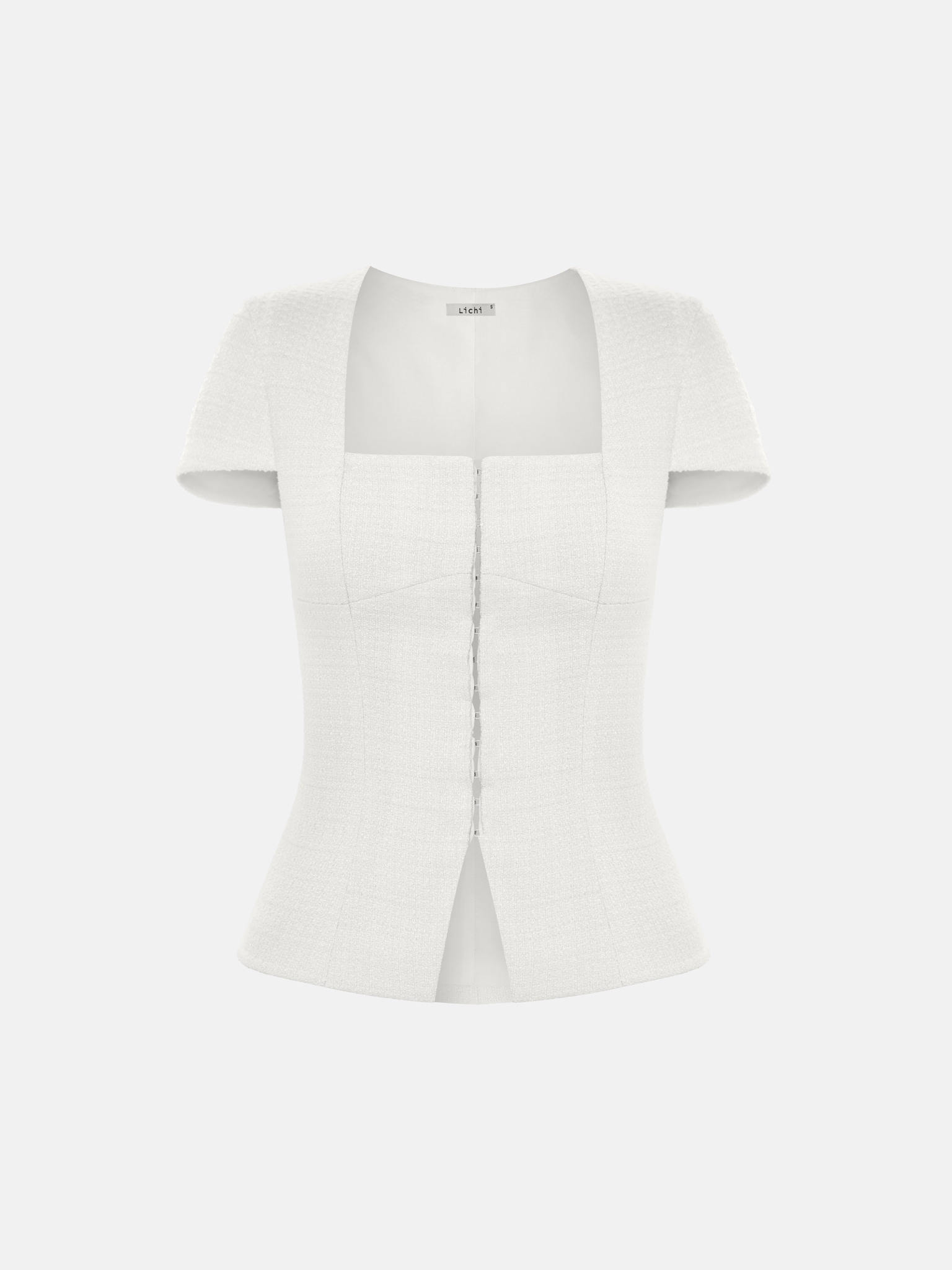 Tweed blouse with a square neckline