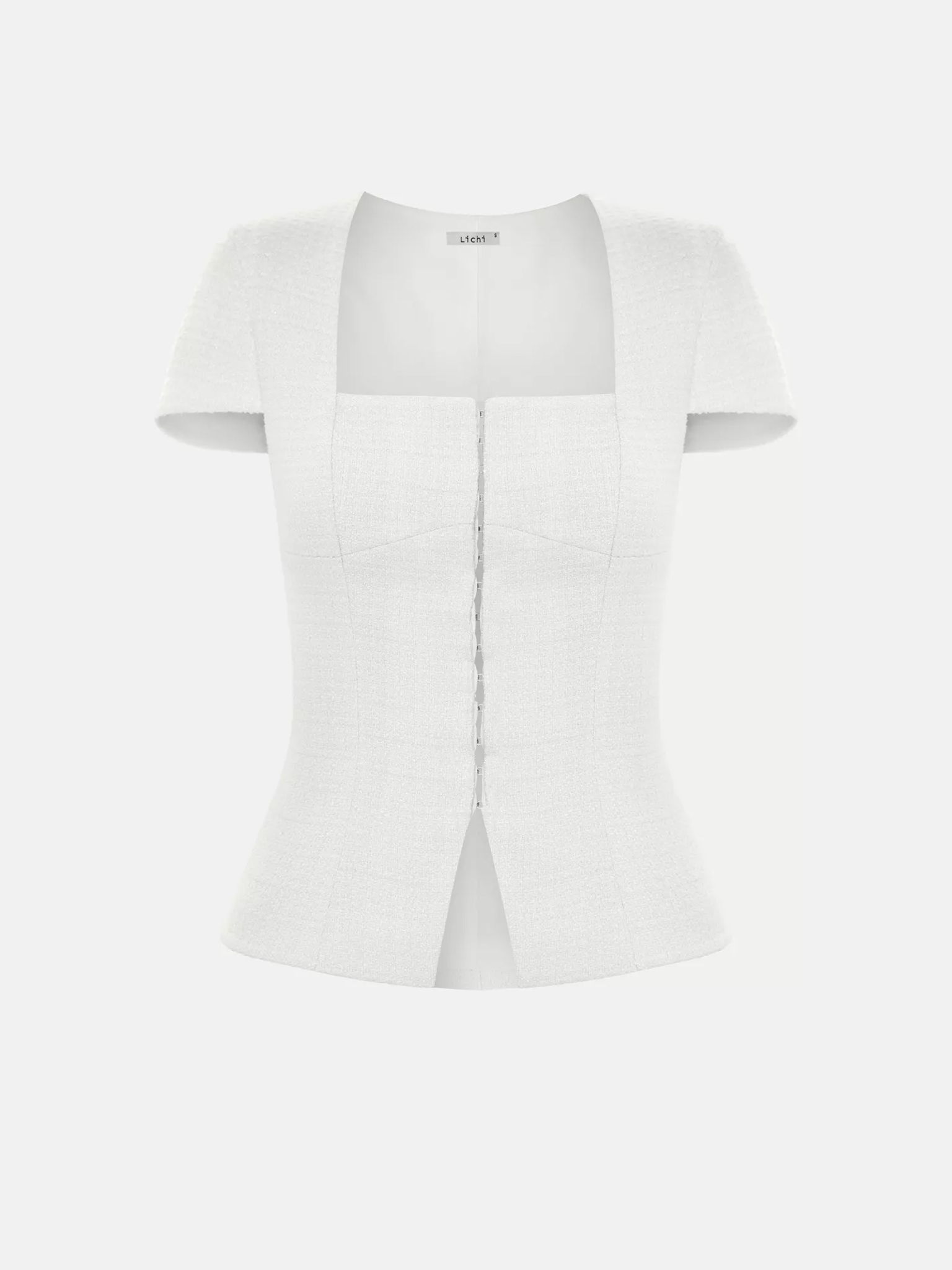 Твидовая блуза с квадратным вырезом