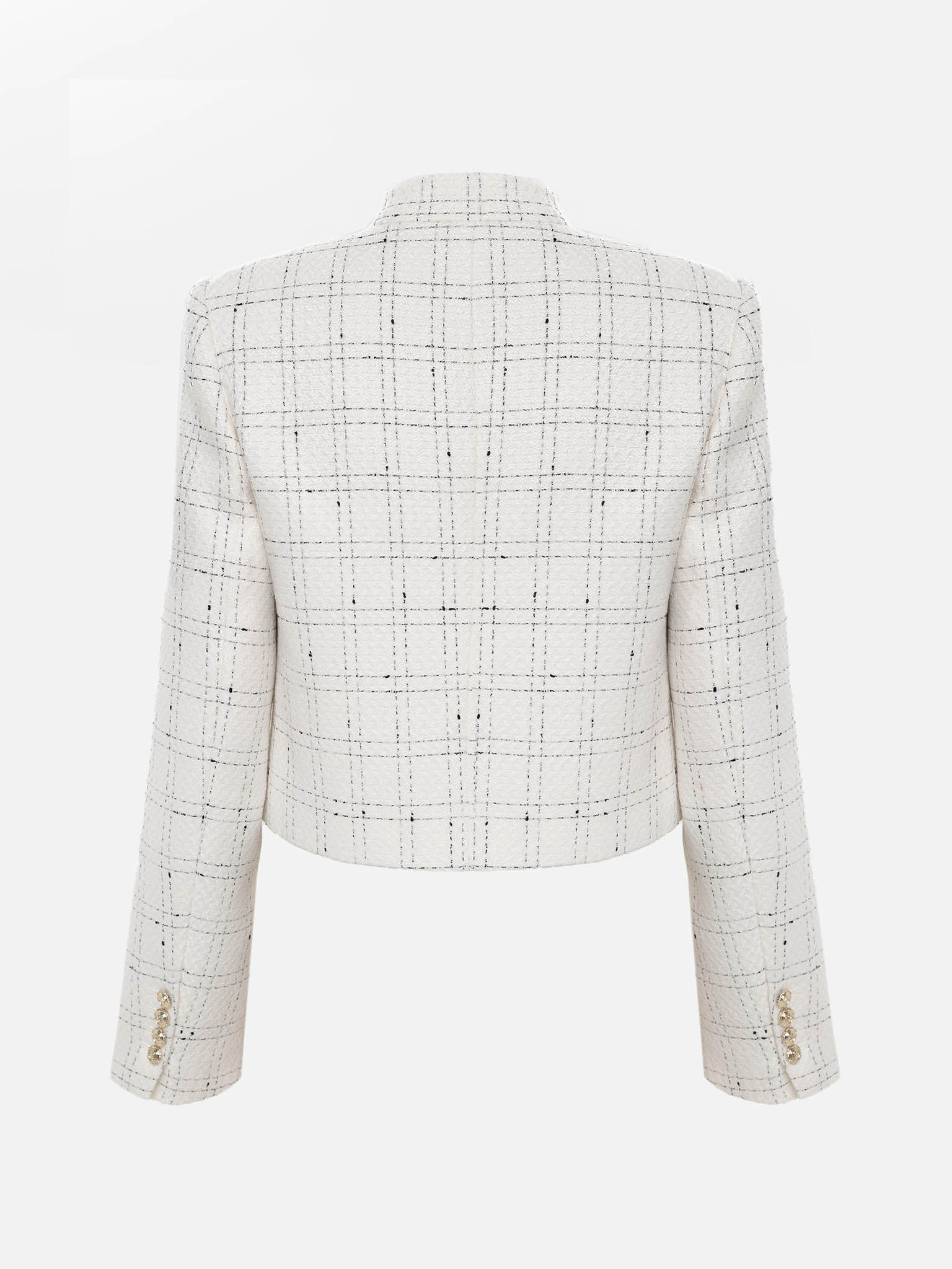Single-breasted checked tweed jacket