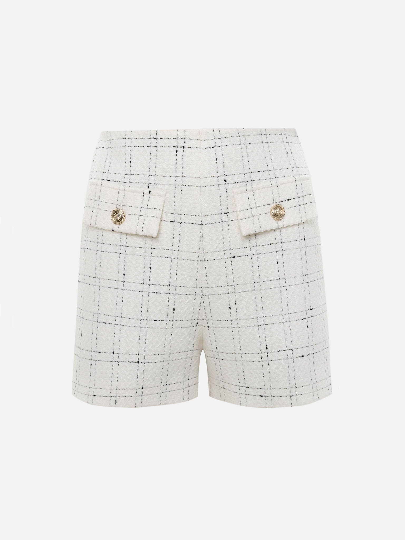 Gerade geschnittene Minishorts aus kariertem Tweed