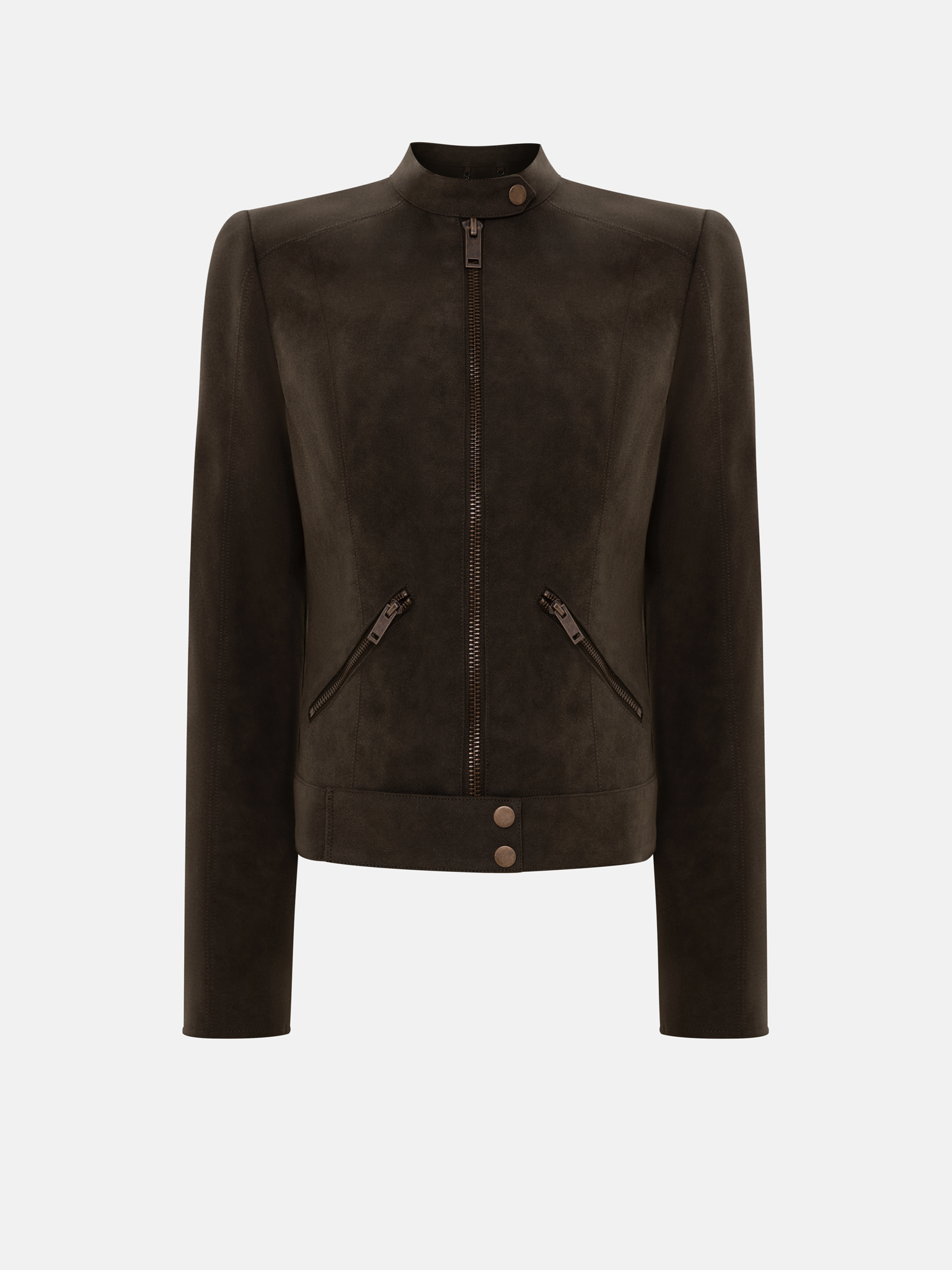 Приталенная куртка из экозамши