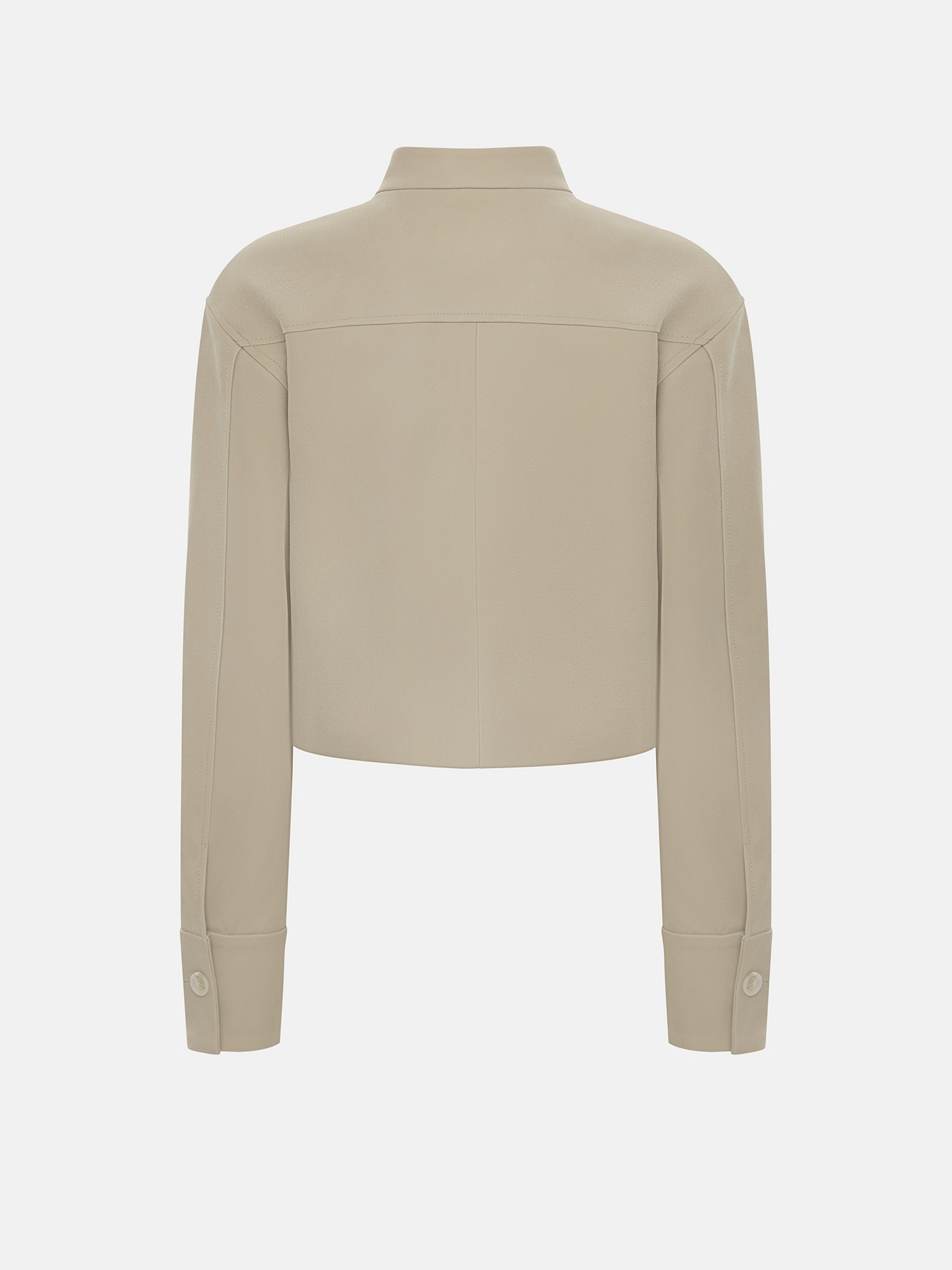 Укороченная куртка из экозамши с крупными пуговицами