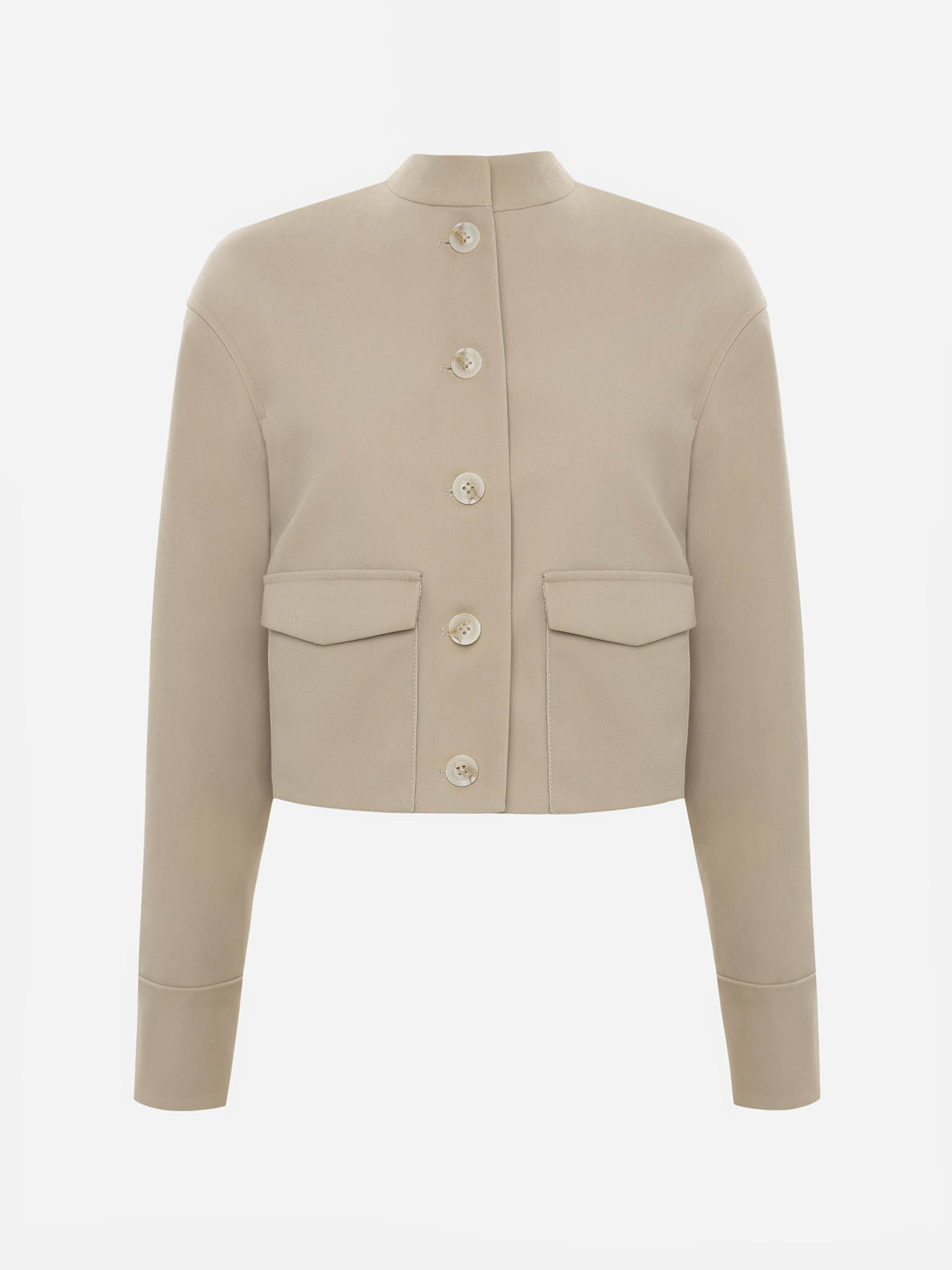 Cropped eco-suede jacket with large buttons