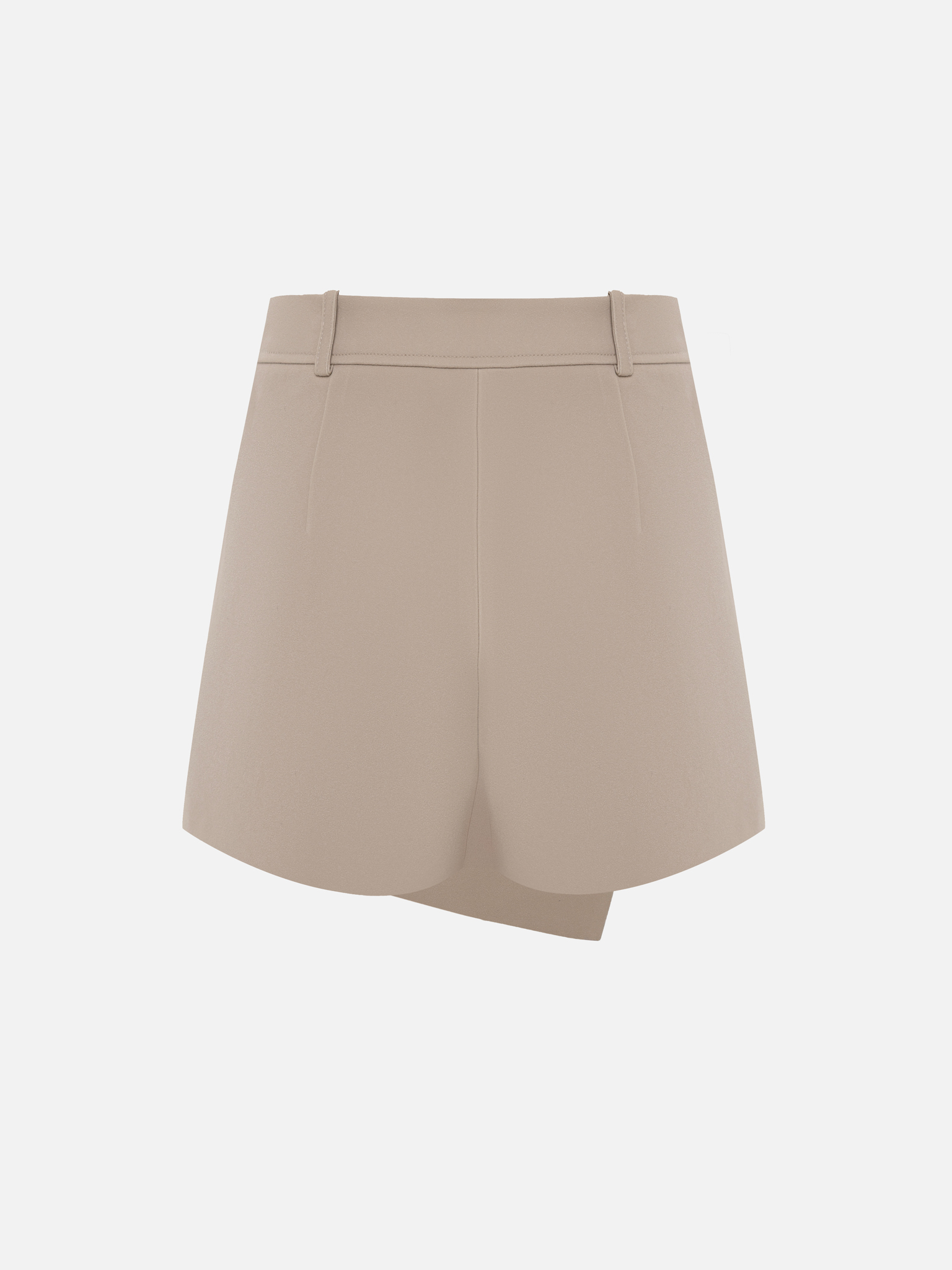 Mini eco-suede skirt-shorts with asymmetrical button fastening