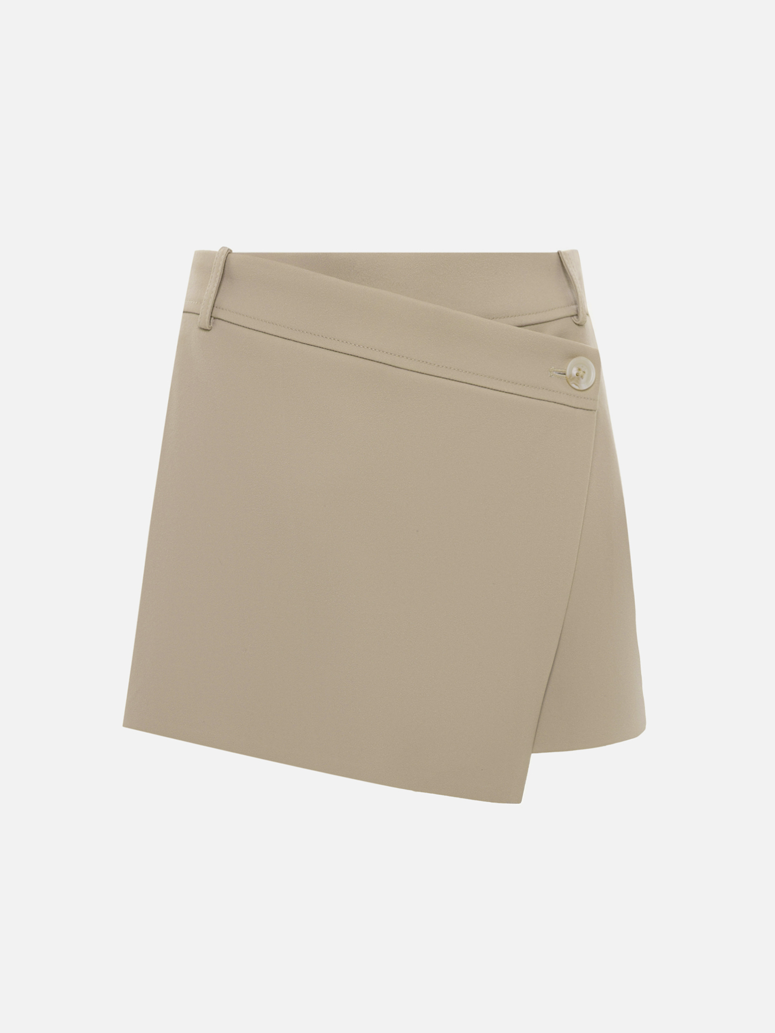 Юбка-шорты мини из экозамши с асимметричной застежкой на пуговицу