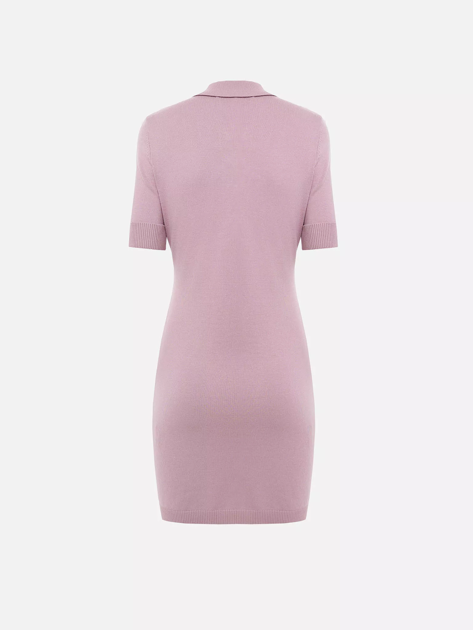 Knitted mini dress with triangular collar and ribbed details
