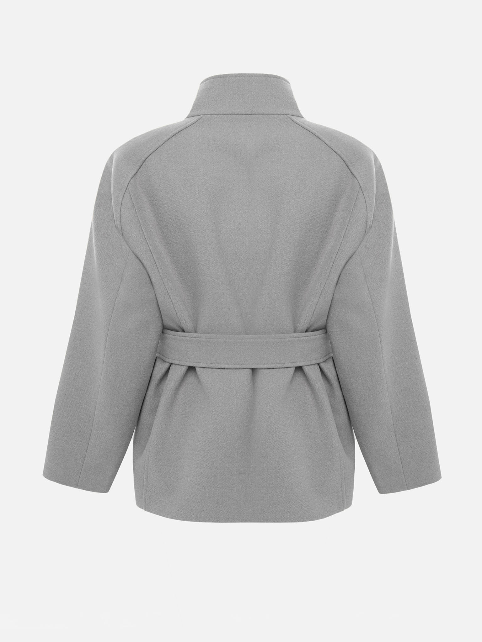 Short single-breasted coat with matching belt