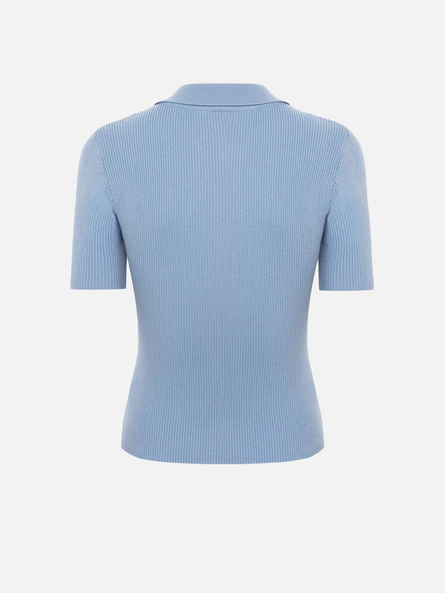 Rib-knit polo with buttons on the collar