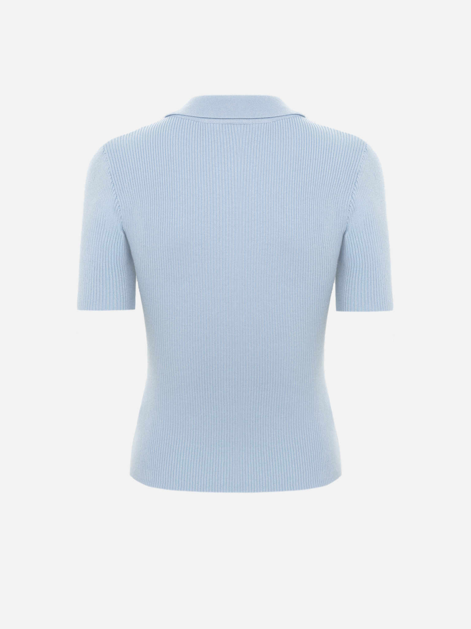 Rib-knit polo with buttons on the collar