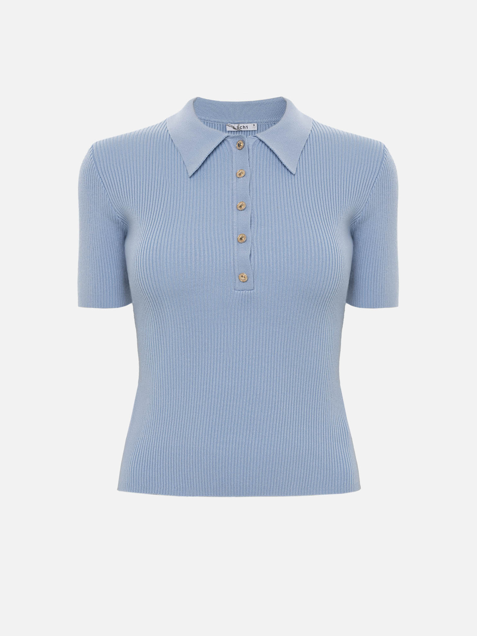 Poloshirt aus geripptem Strick mit Knöpfen am Kragen