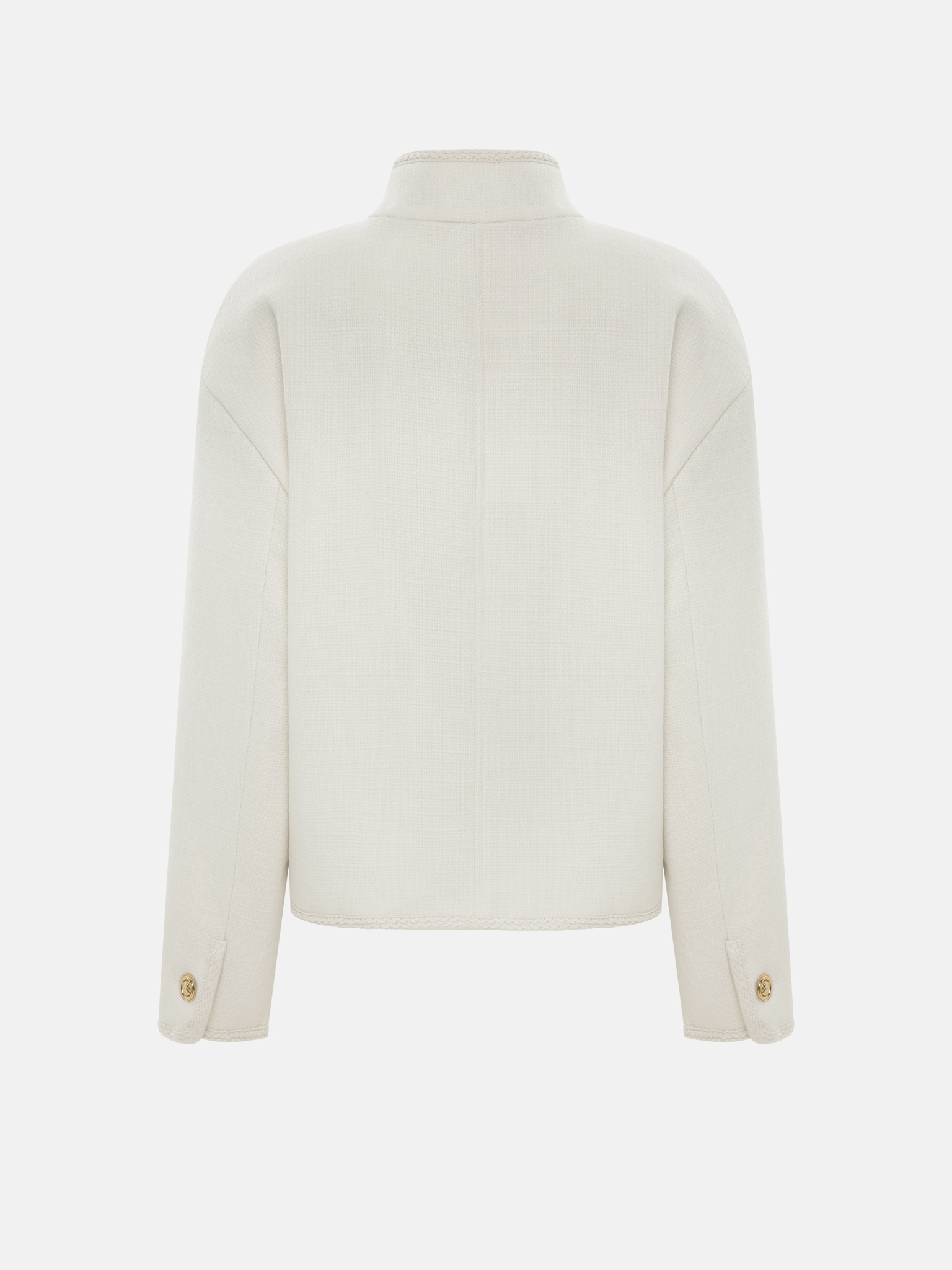 Двубортное пальто-жакет с золотистыми пуговицами