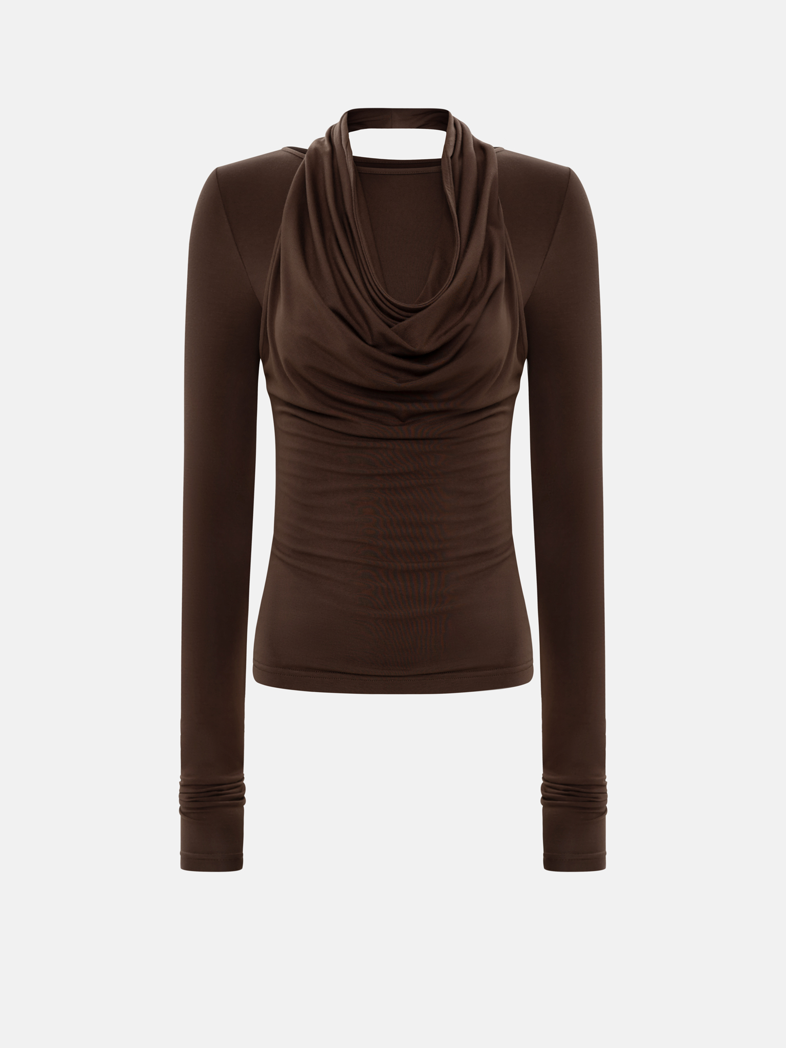 Лонгслив из вискозы с драпировкой на шее