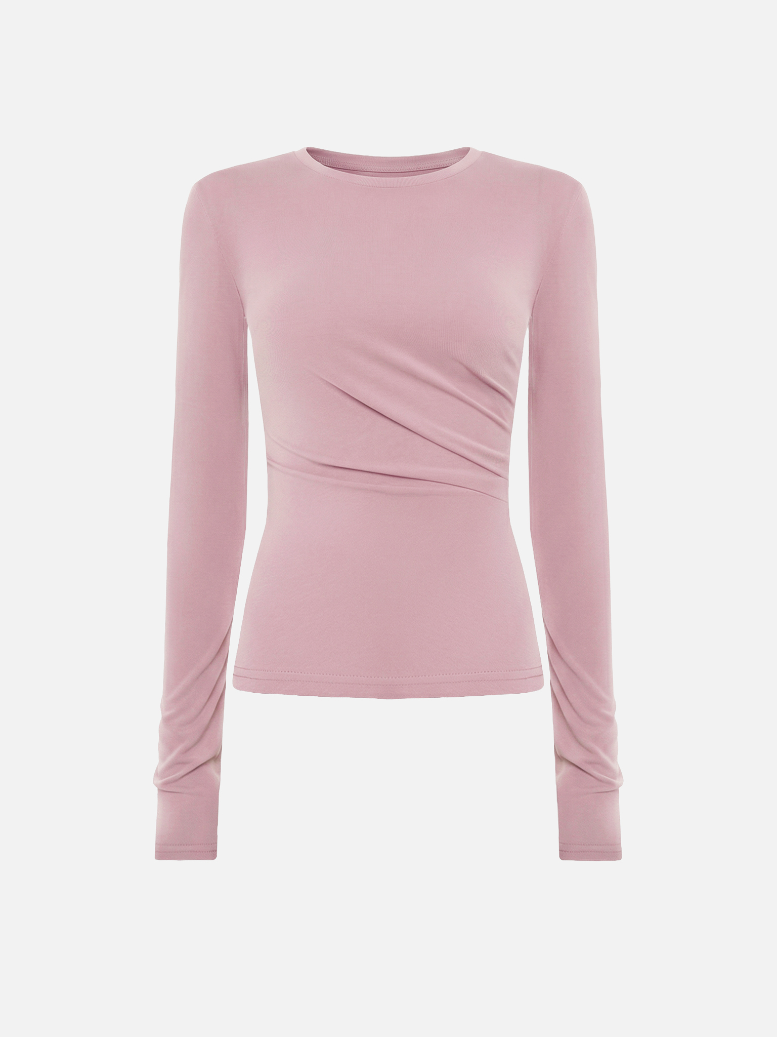 Top à manches longues en viscose avec drapé à la taille