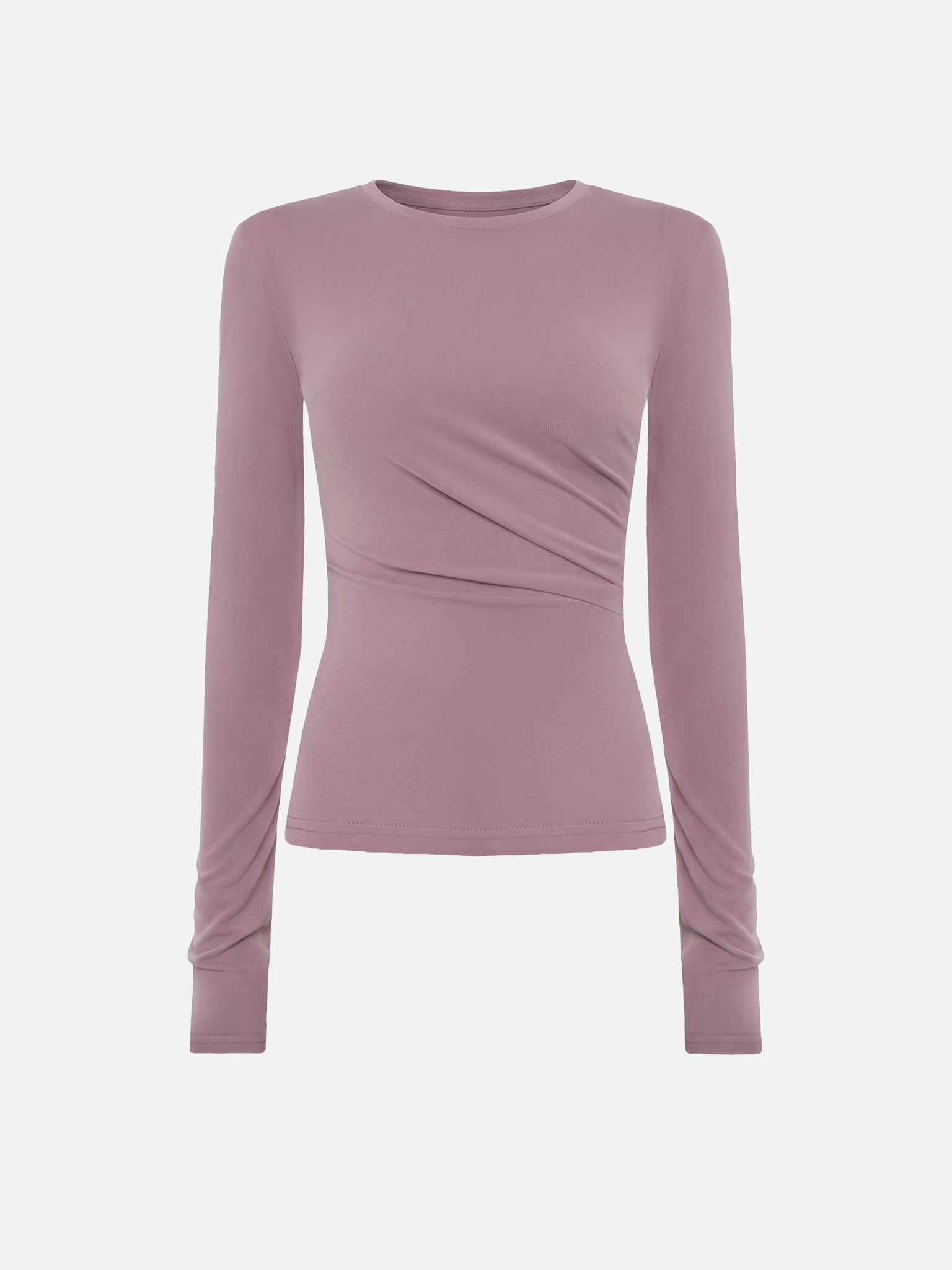 Langärmliges Oberteil aus Viskose mit Drapierung an der Taille