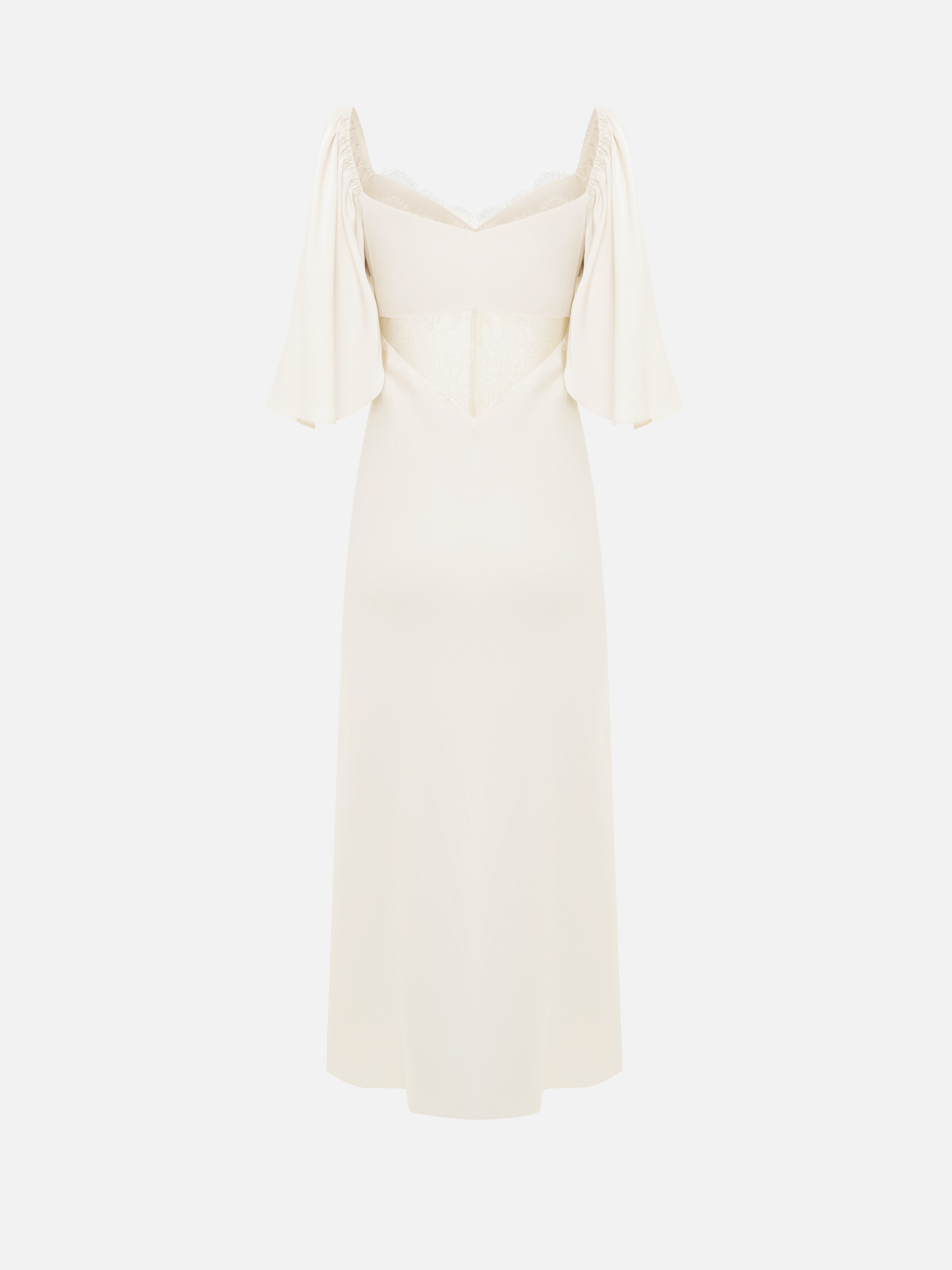 Leichtes Maxikleid aus Satin mit Spitzeneinsatz an der Taille