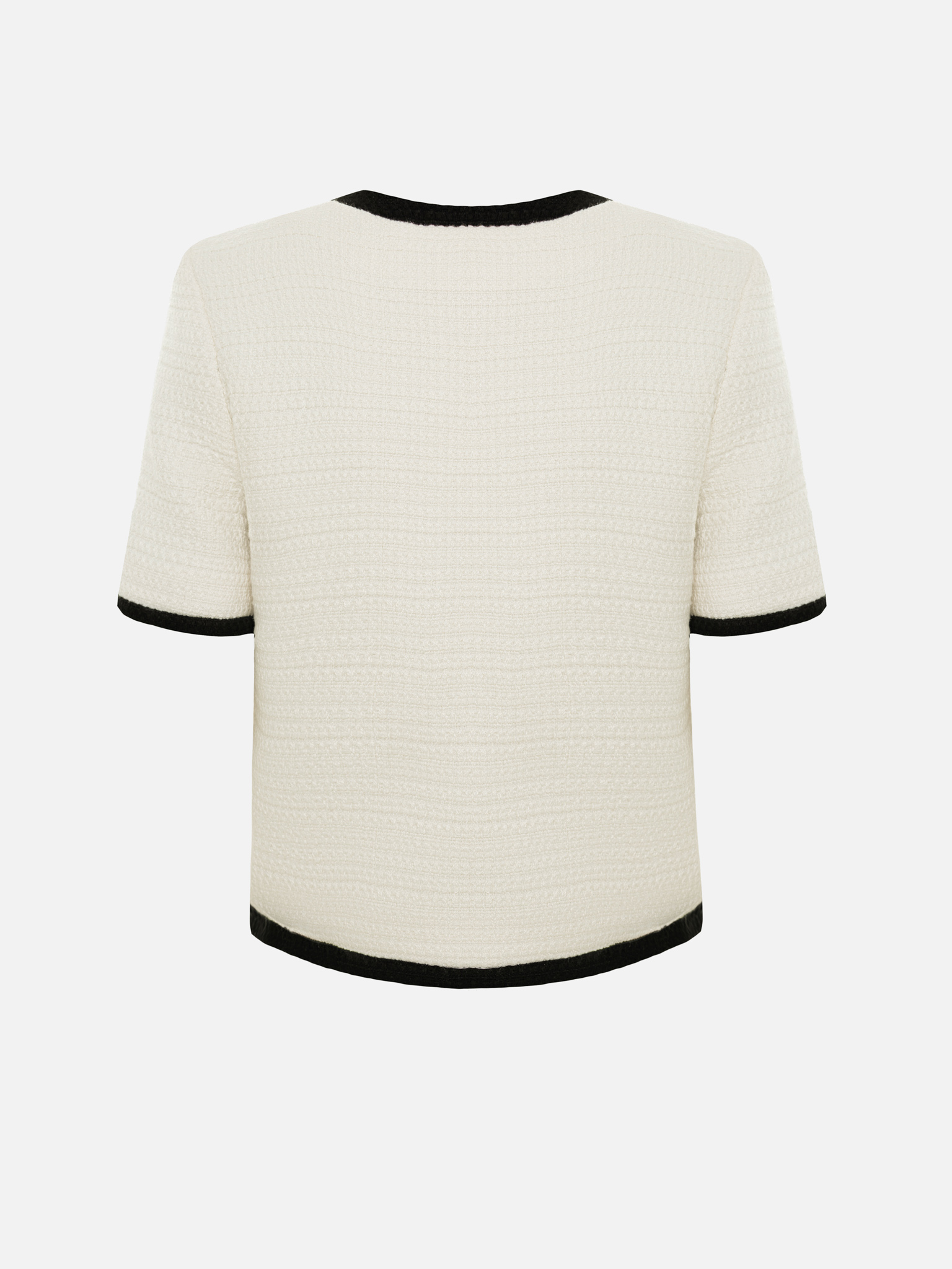 Short-sleeved tweed jacket with contrasting trim