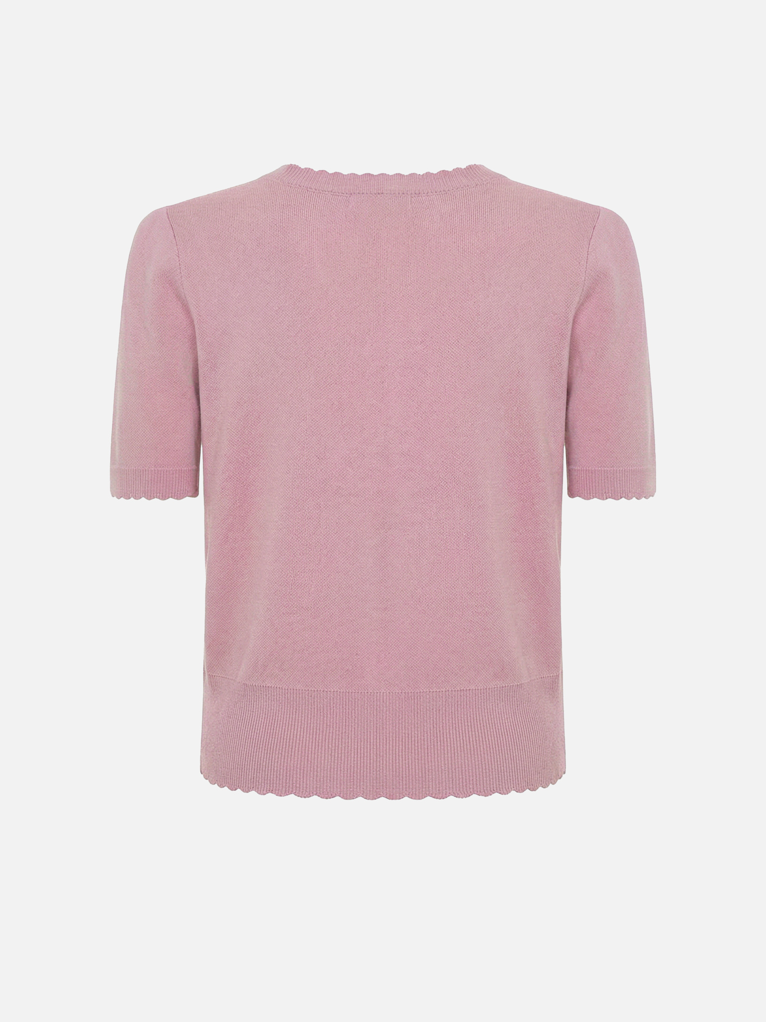 Knitted cardigan with short sleeves and contrasting ornamental pattern