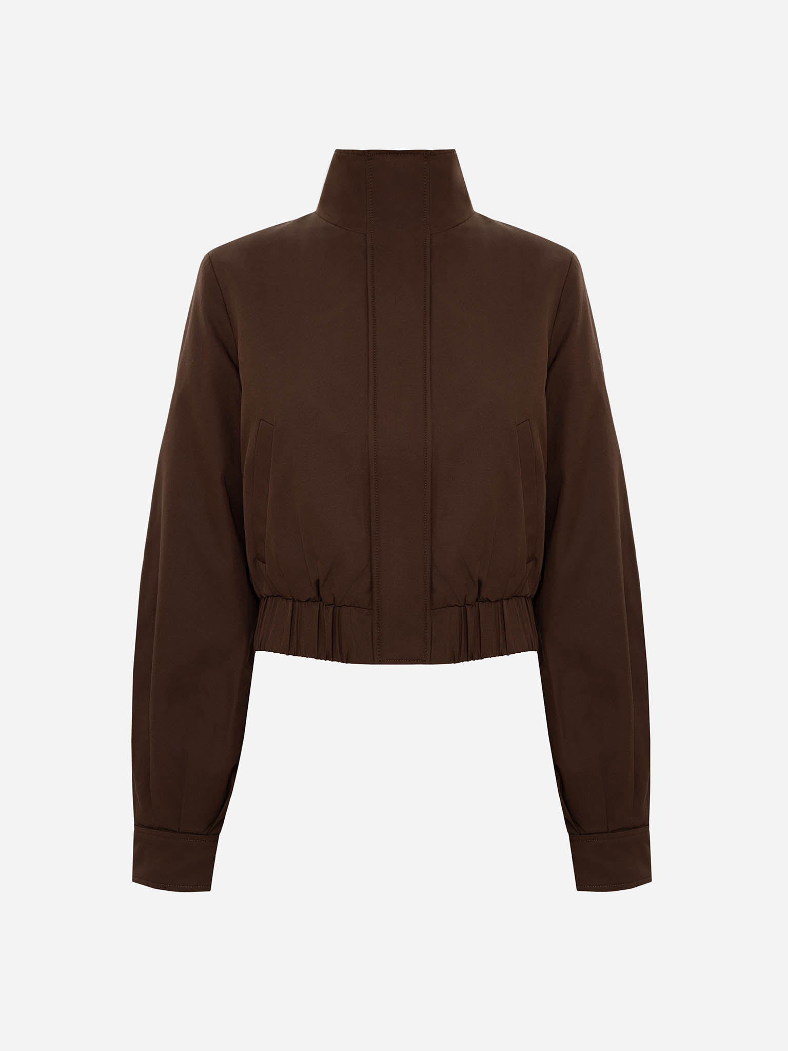 Укороченная куртка с высоким воротником