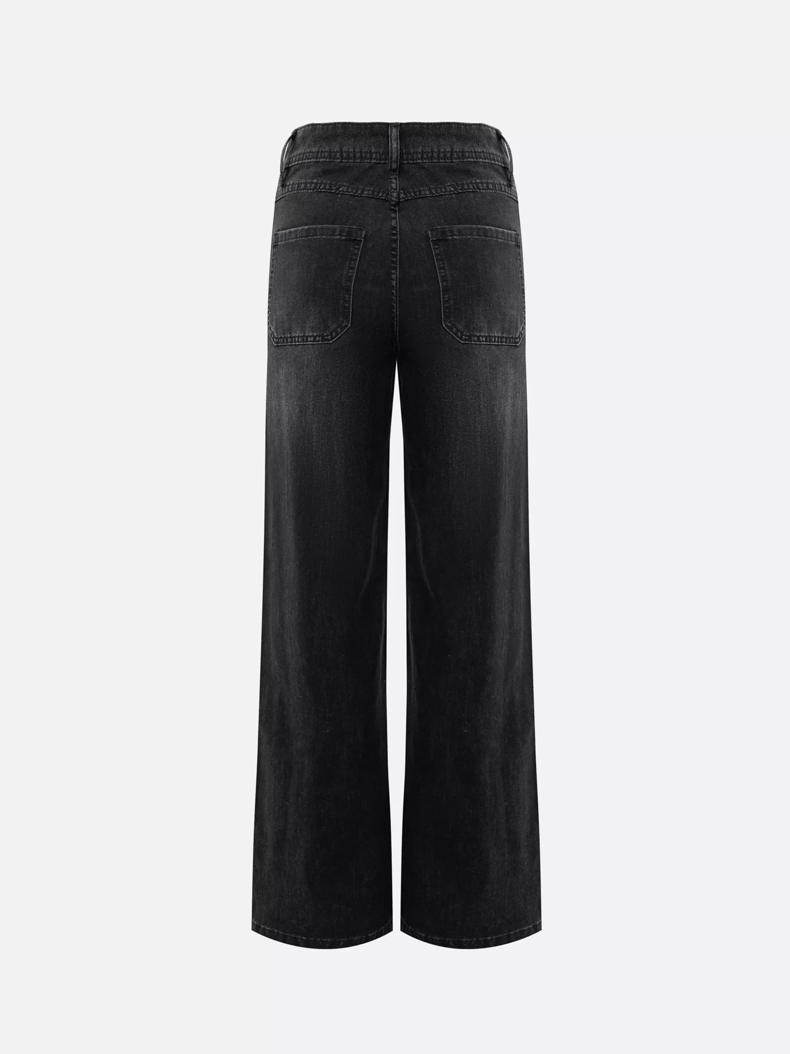 Джинсы прямого кроя в стразах