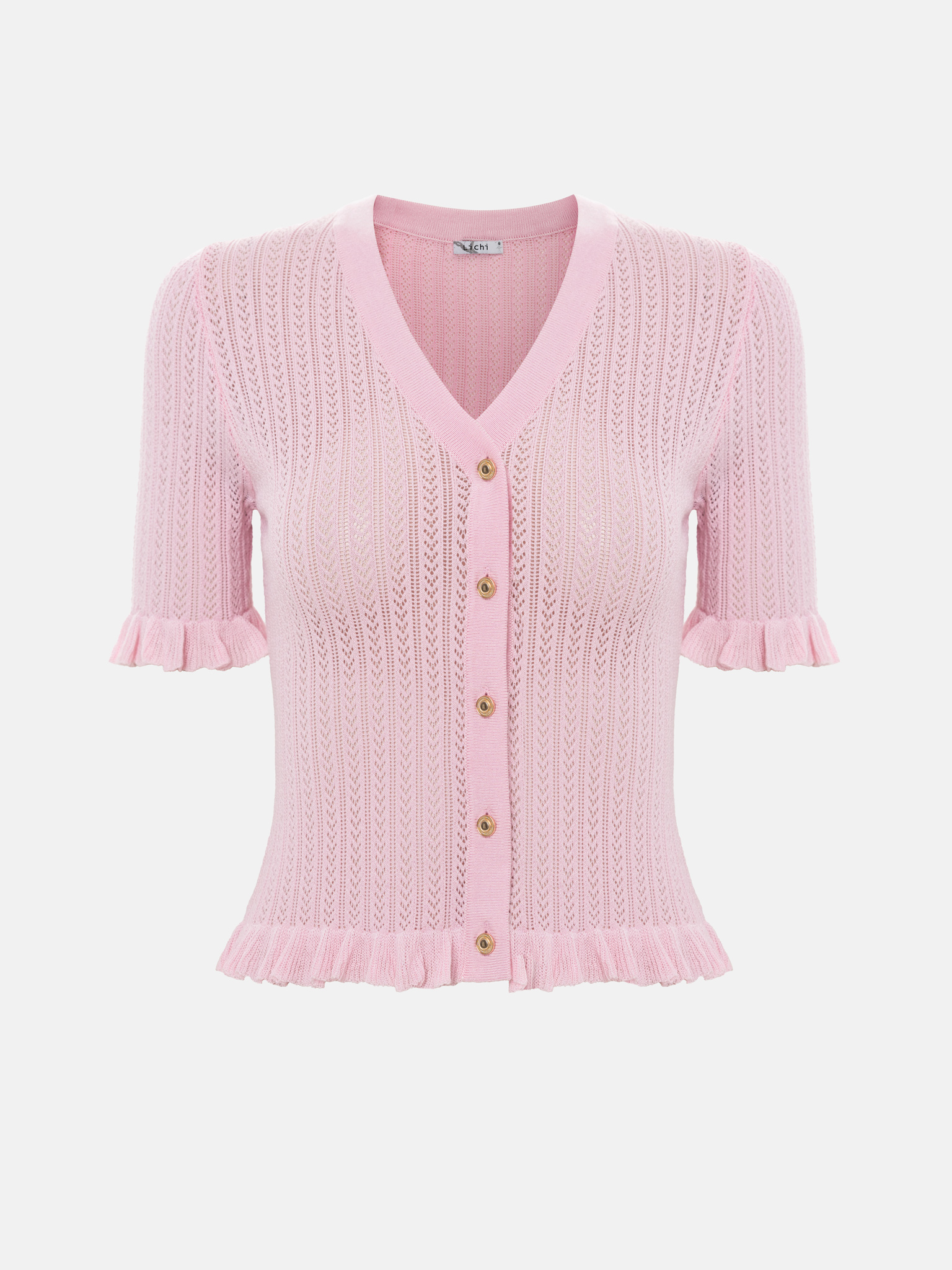 Топ с короткими рукавами из ажурного трикотажа