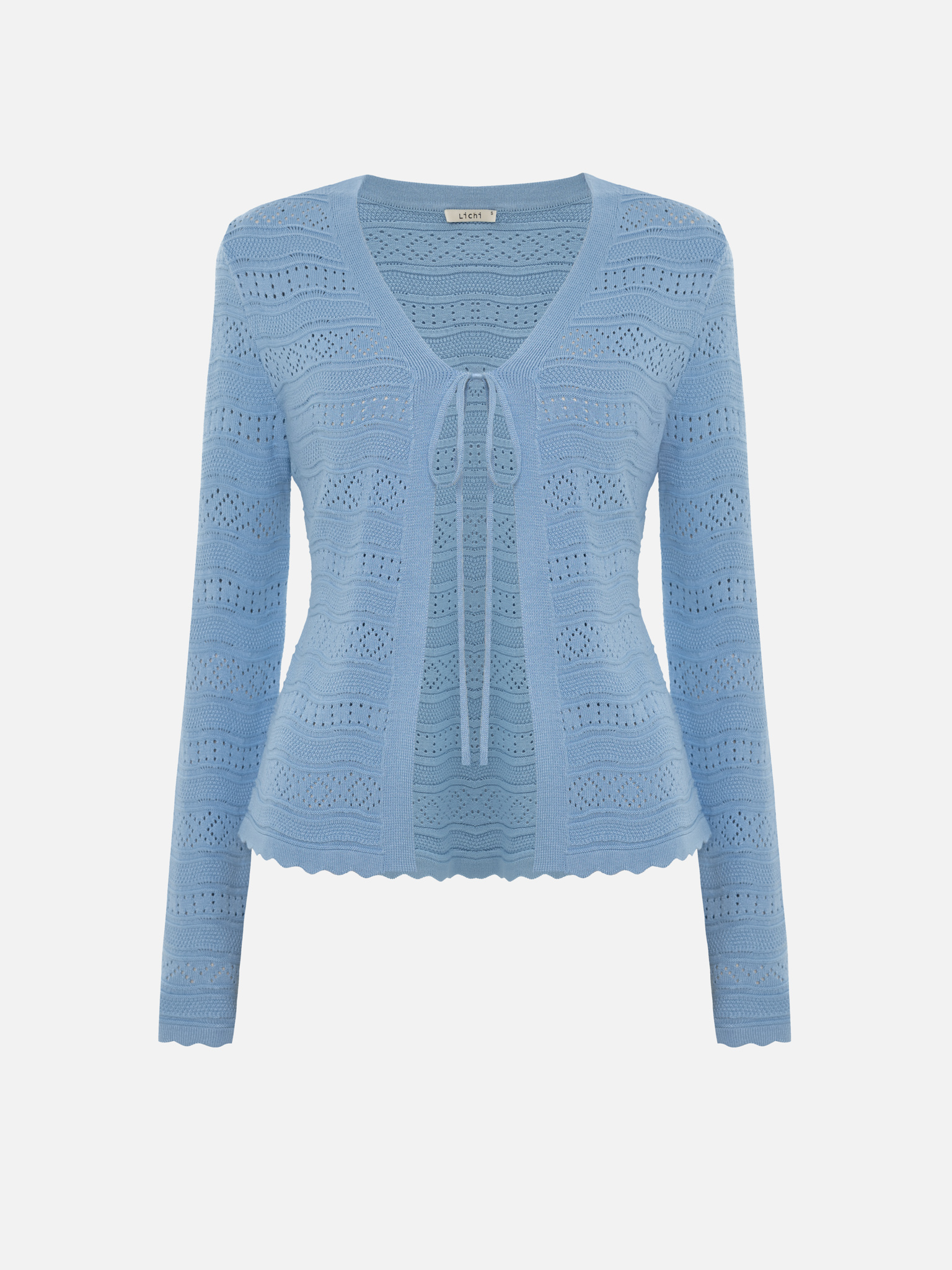 Strickjacke mit Lochmuster und Bändern