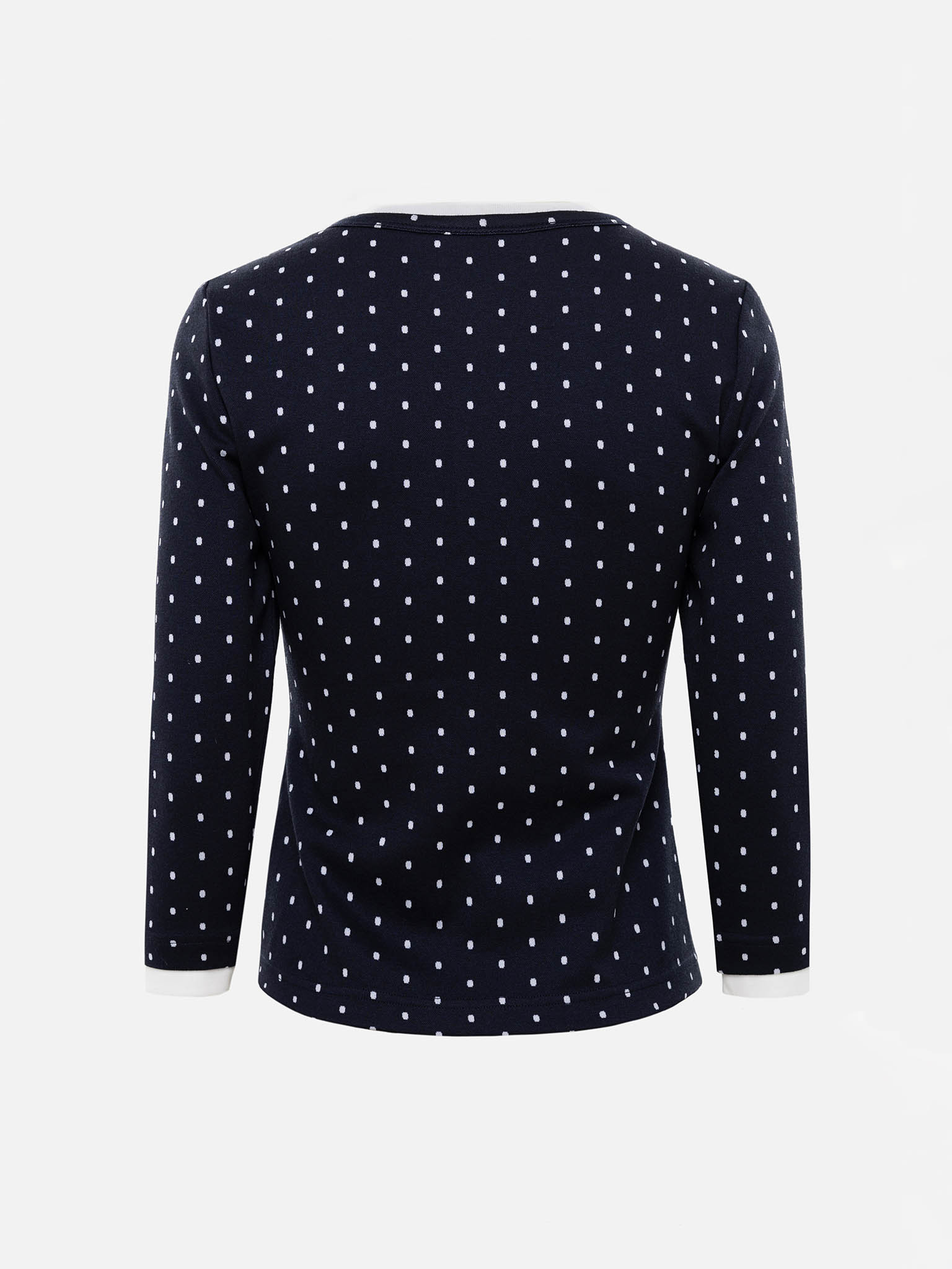 Strickjacke mit Polka-Dots und kontrastierenden Details und Stickereien