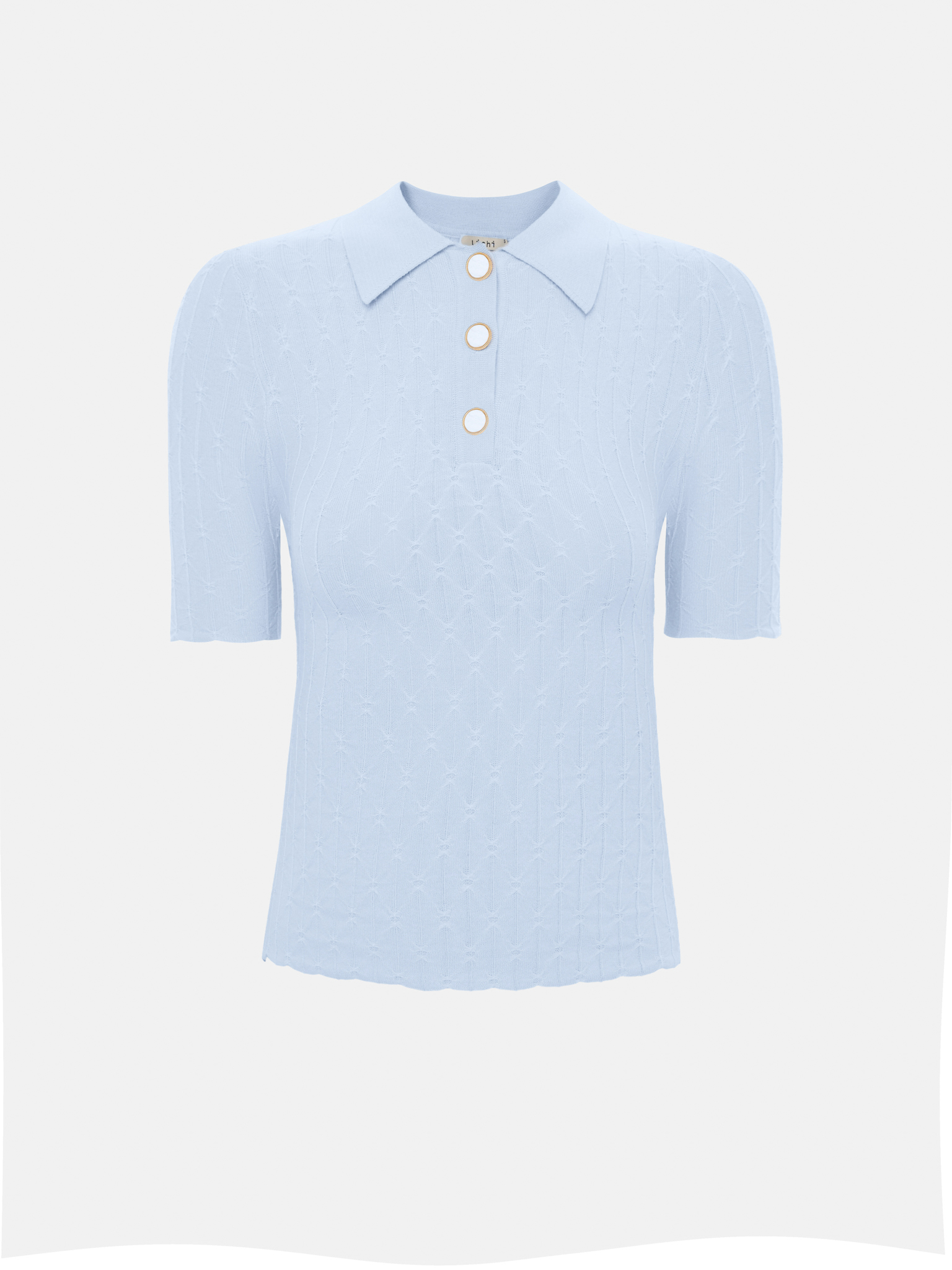 Polohemd aus strukturiertem Strick mit großen Knöpfen