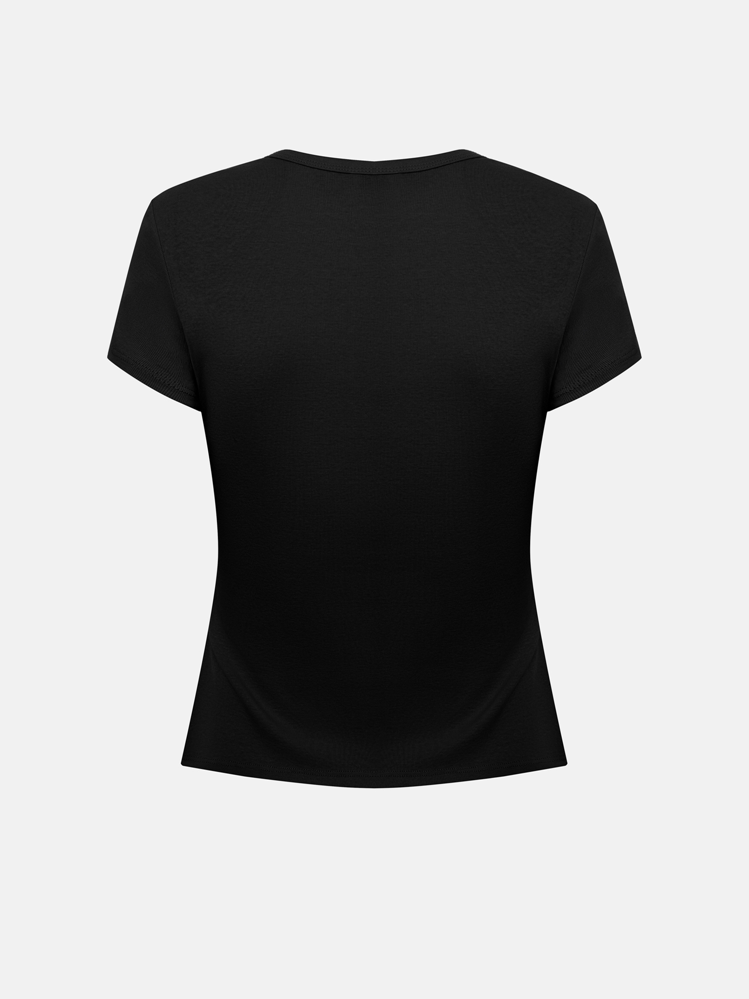 Укороченная однотонная футболка из хлопка