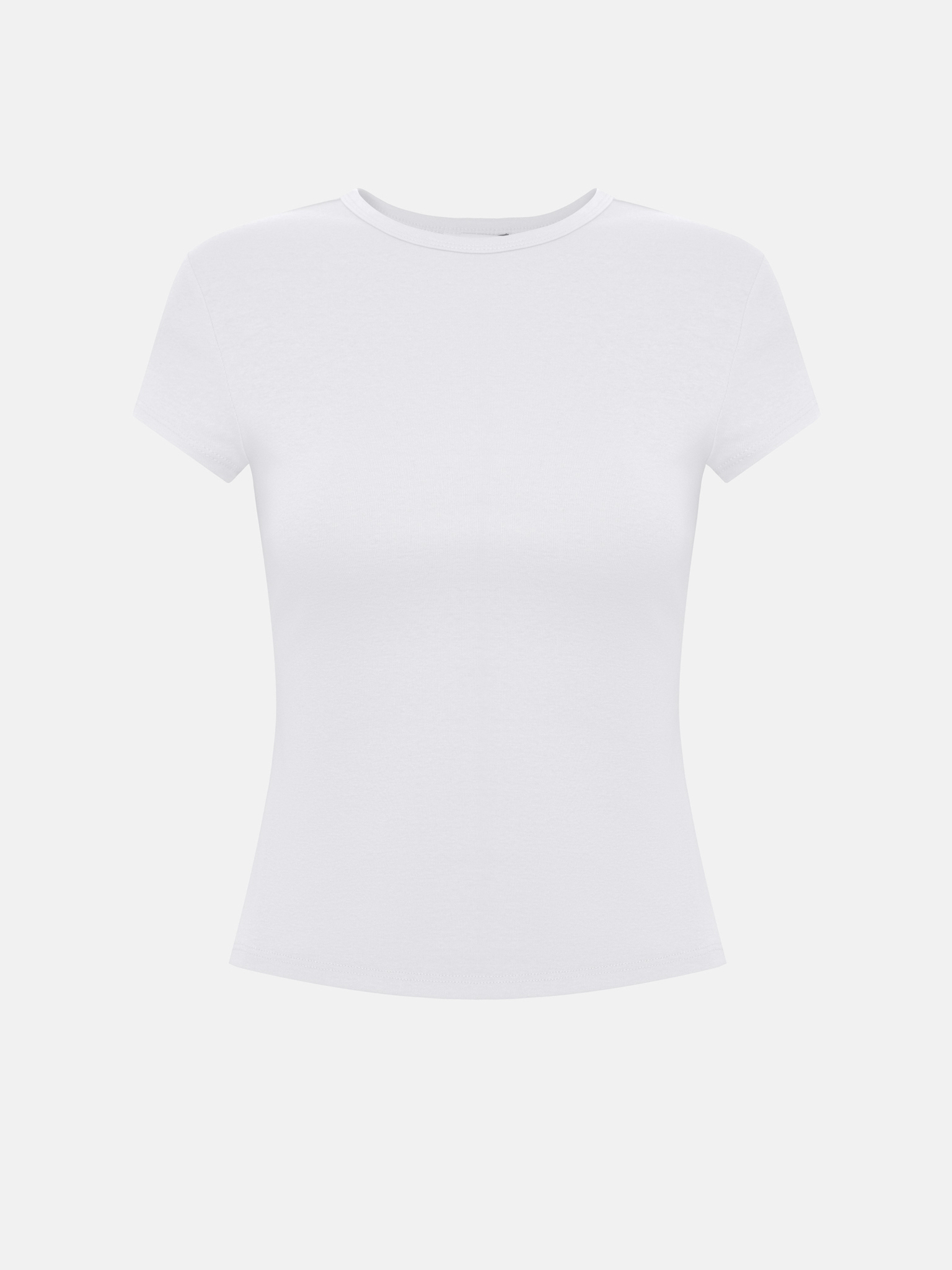 Укороченная однотонная футболка из хлопка