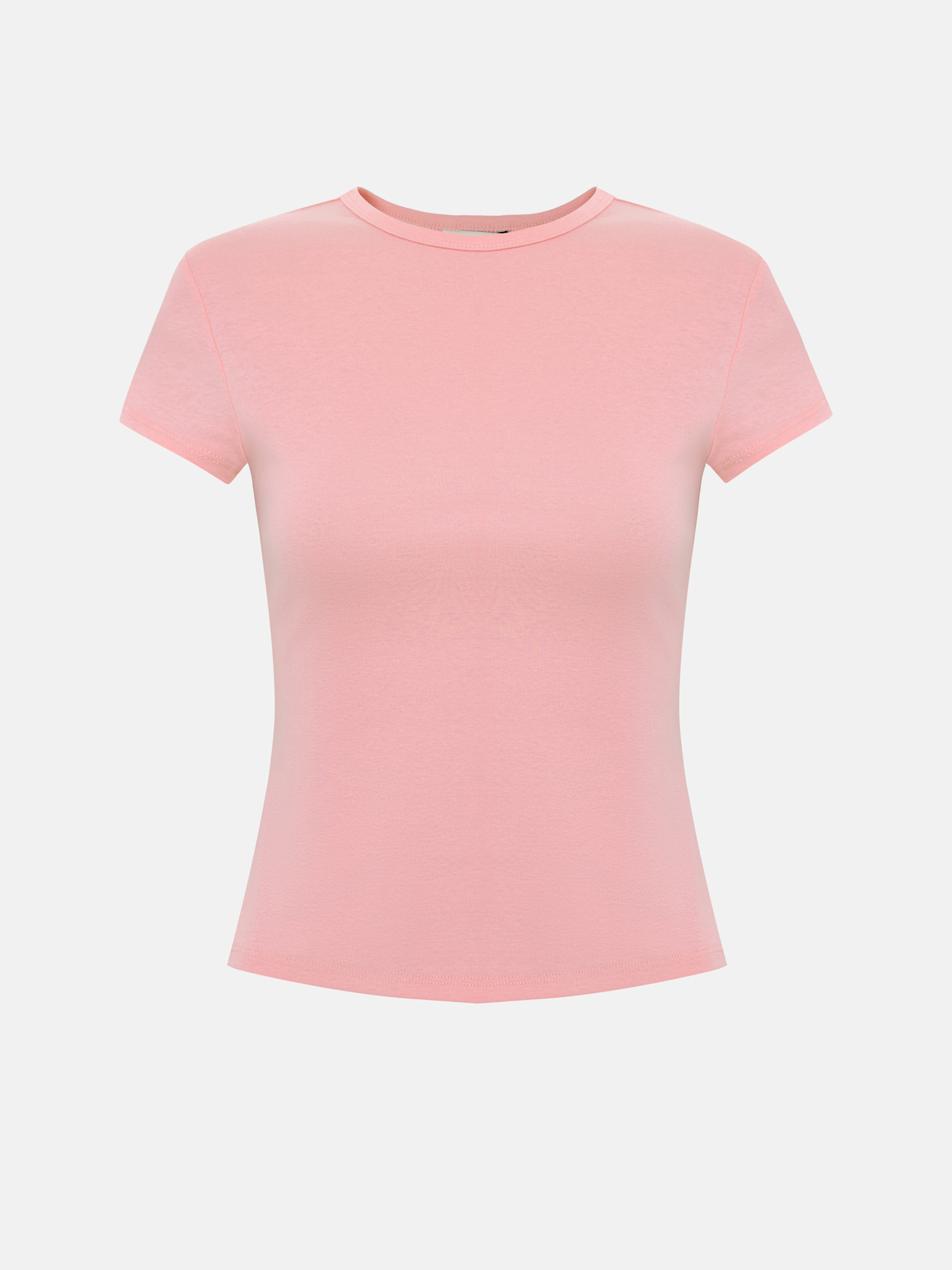 Укороченная однотонная футболка из хлопка