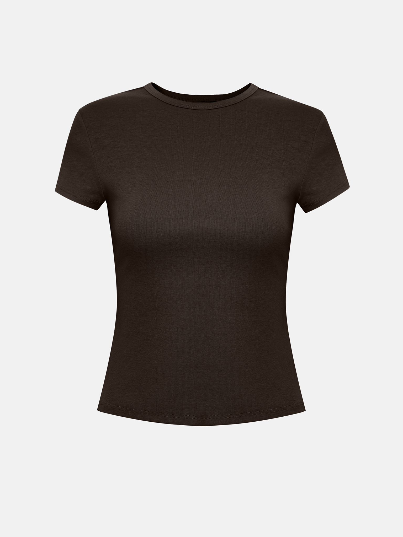 Укороченная однотонная футболка из хлопка