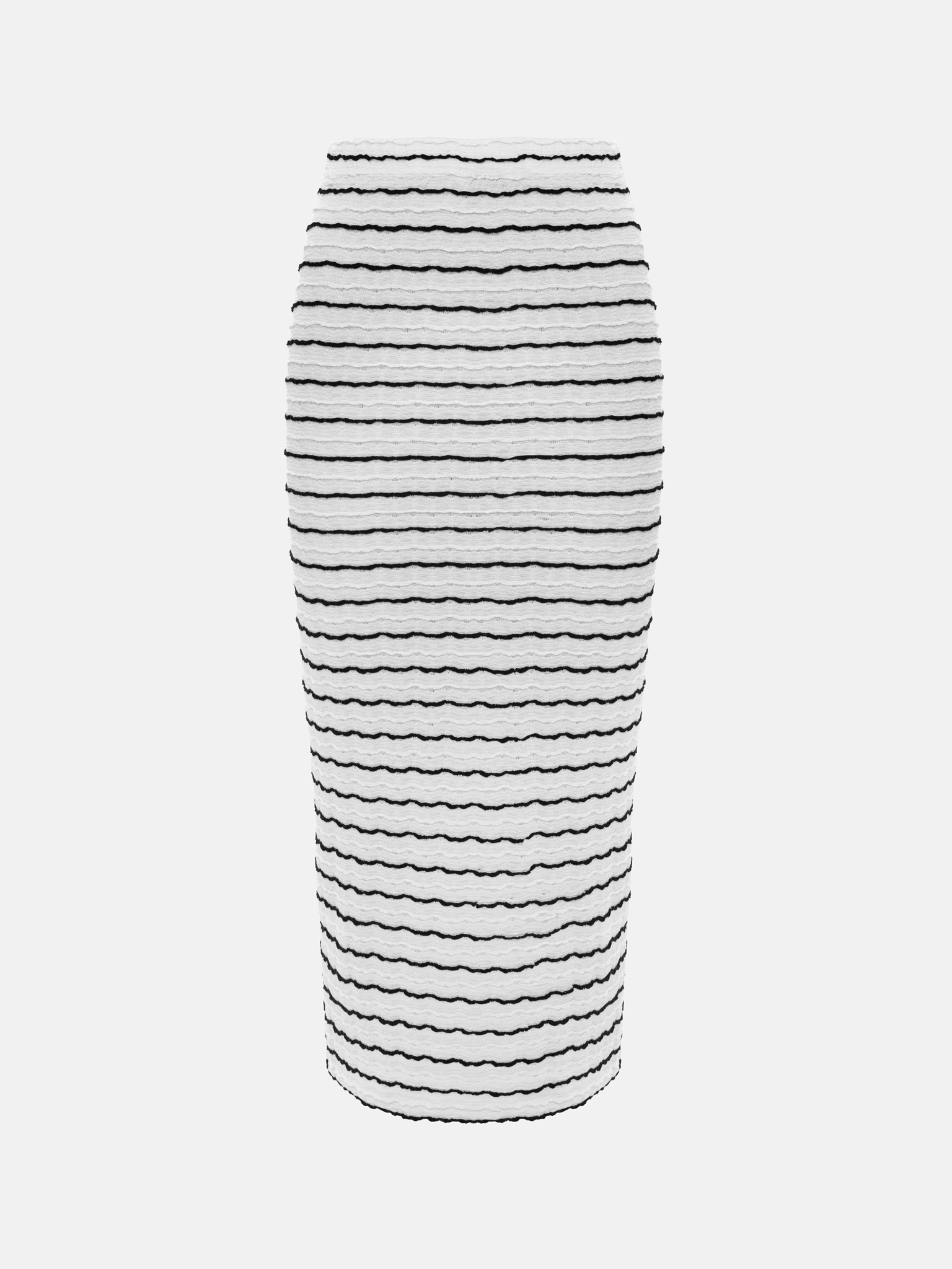 Straight midi skirt in textured striped jersey