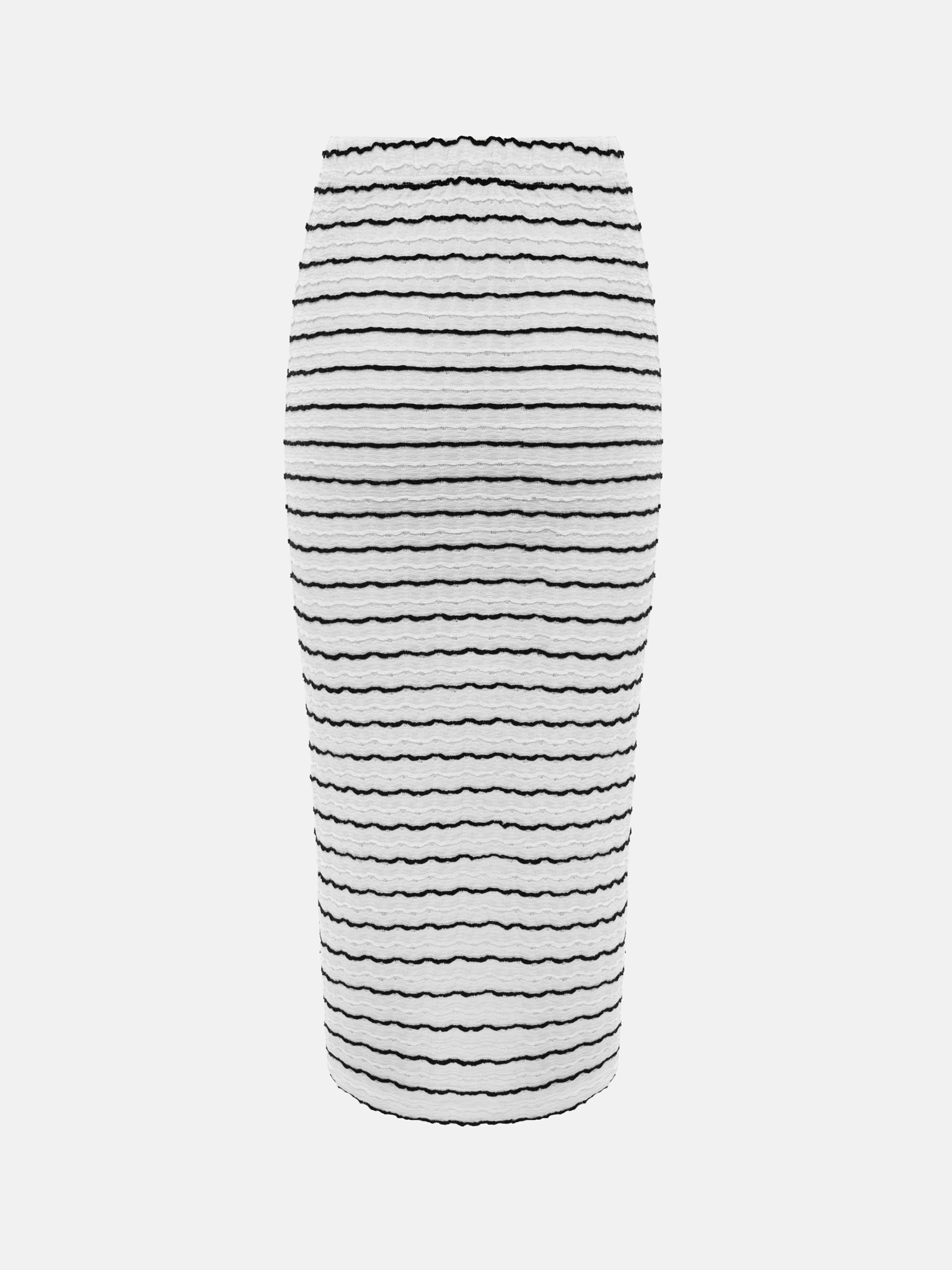 Straight midi skirt in textured striped jersey