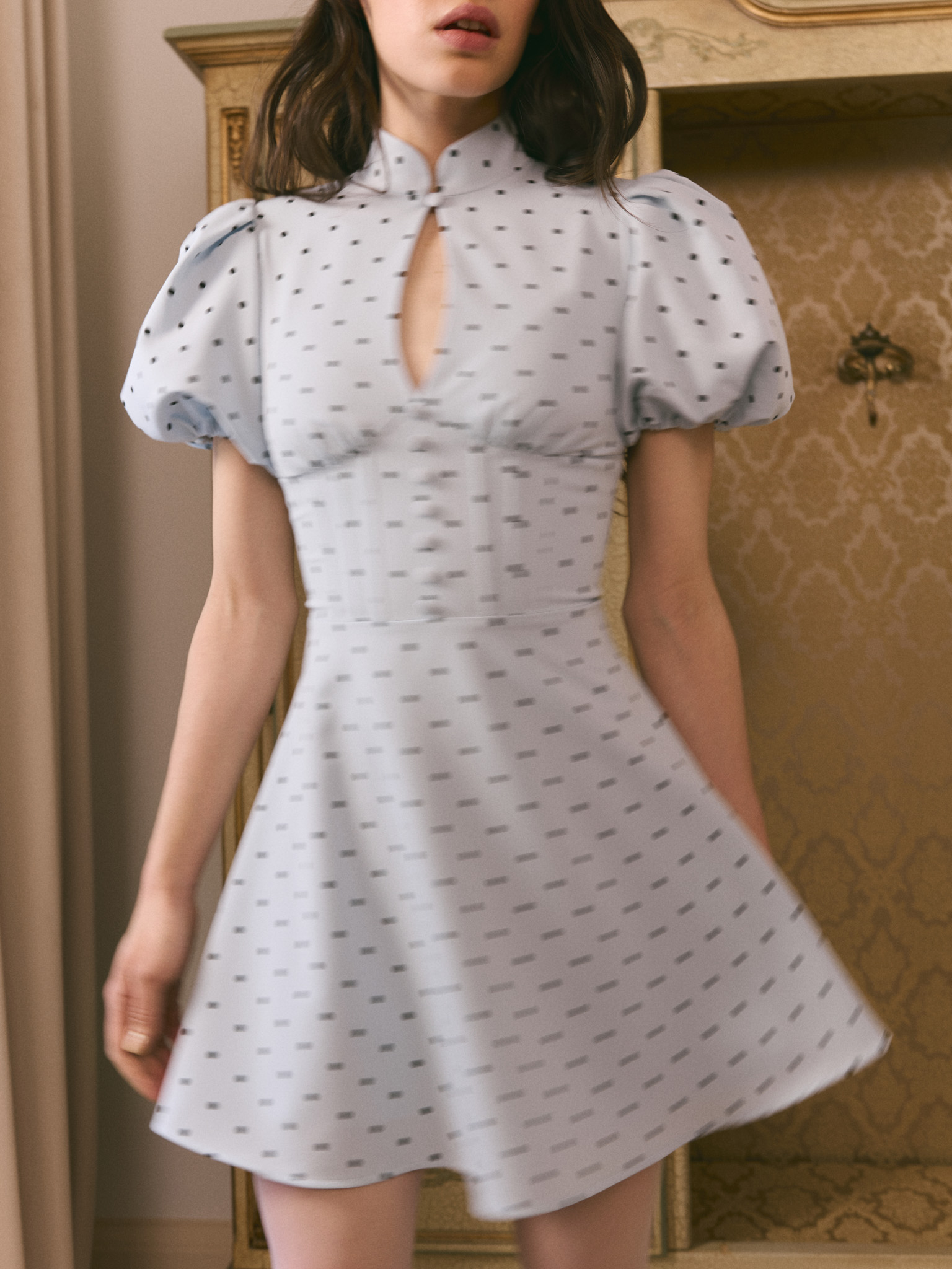 Mini-Robe à pois avec manches lanternes