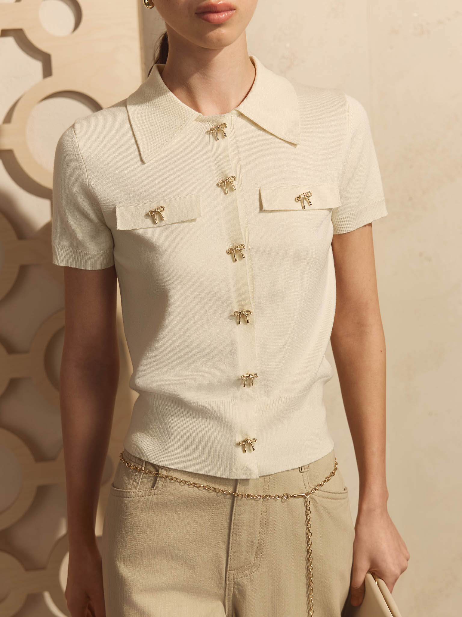 Кардиган из вискозы с пуговицами в виде бантов