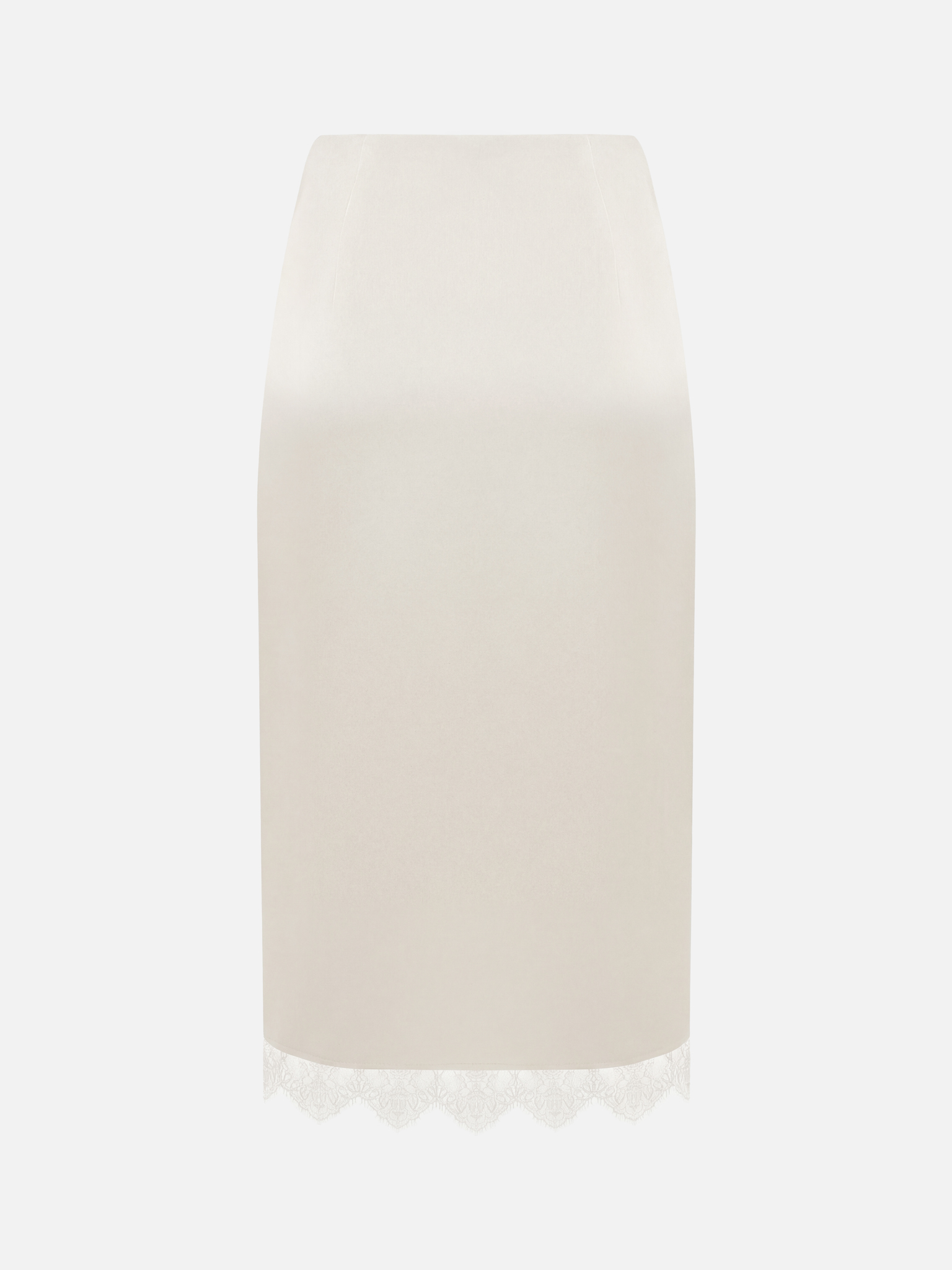 Satin midi skirt with lace trim