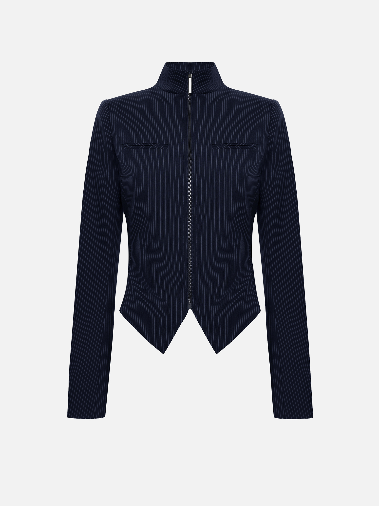 Fitted striped jacket with zip fastening