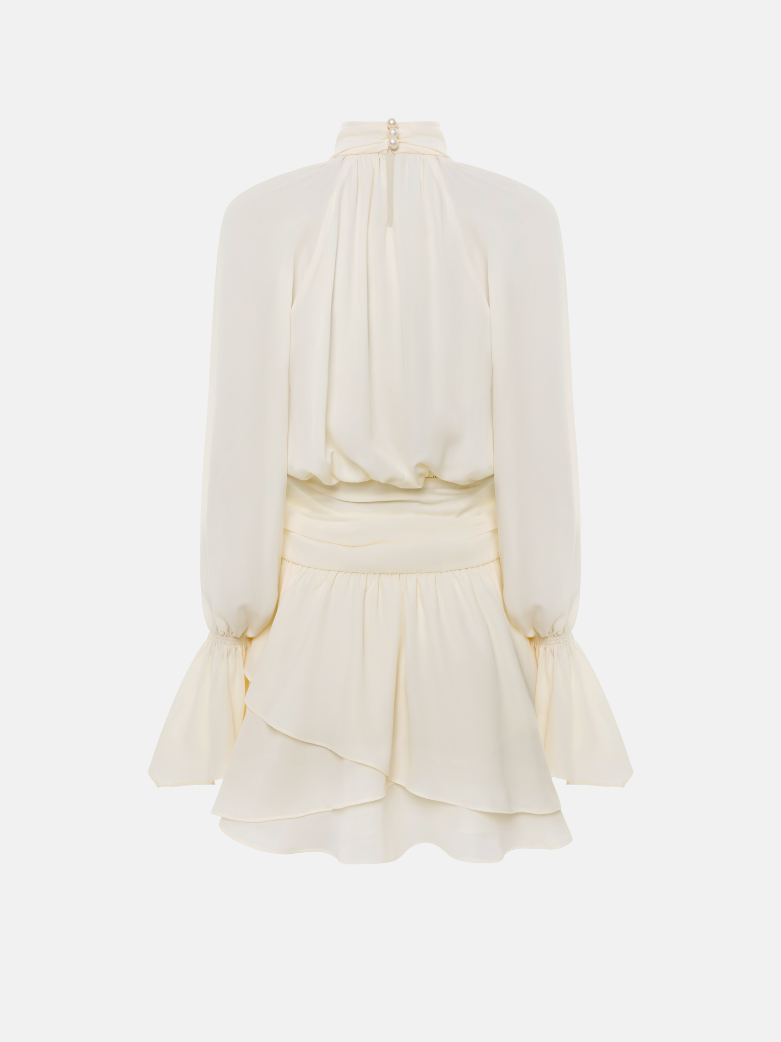 Minikleid mit drapierter Hüftpartie und mehrlagigem Rock